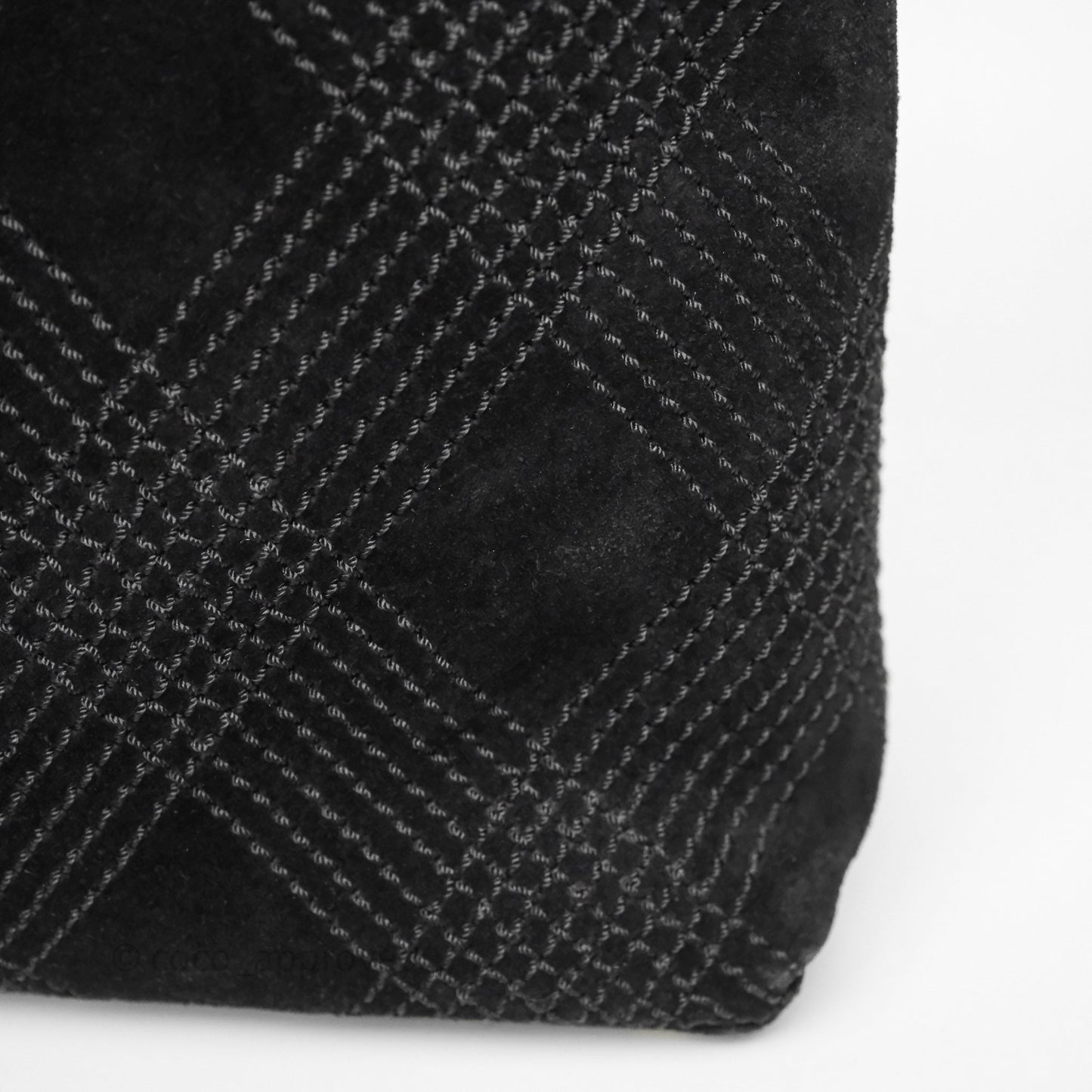 Chanel Vintage Shoulder Bag Quilted Black Suede Aged Gold Hardware