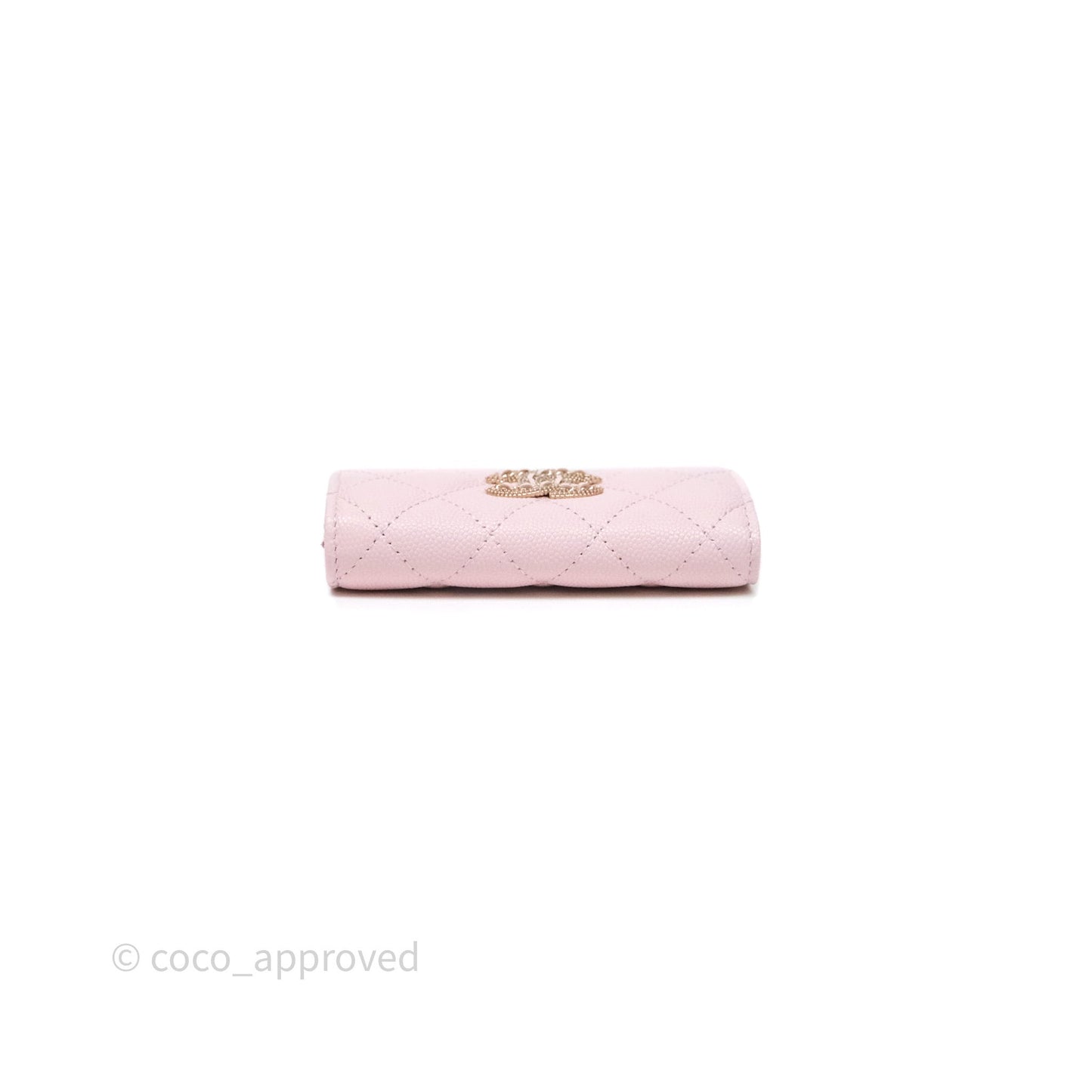 Chanel Quilted Flap Card Holder Light Pink Caviar Gold Hardware