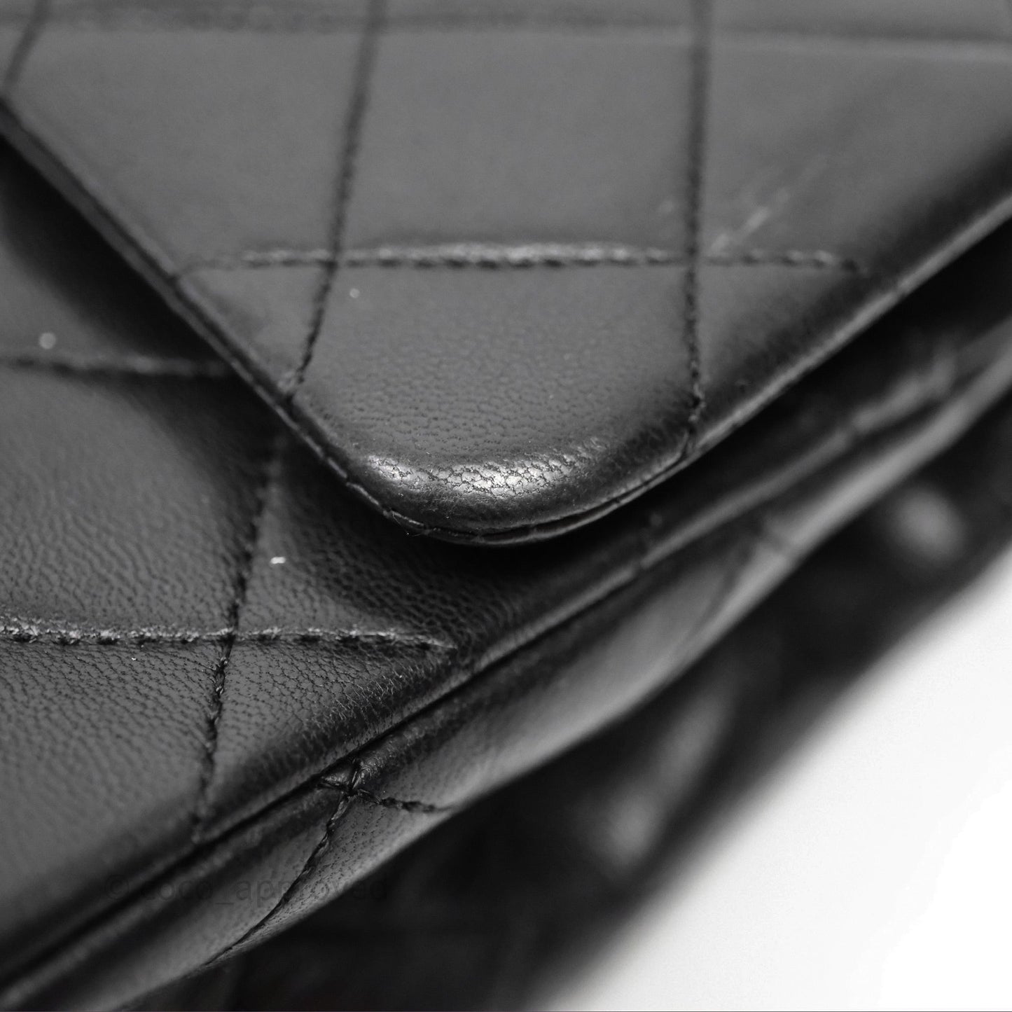 Chanel Classic Vintage Double Flap M/L Black Lambskin Gold Hardware