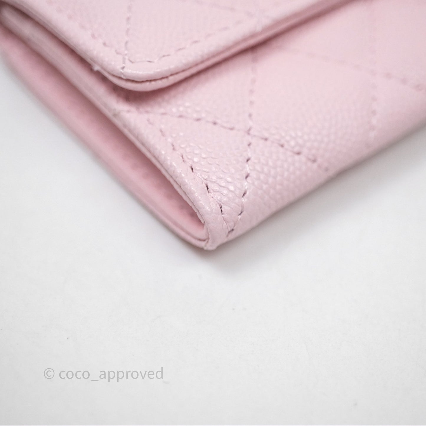 Chanel Quilted Flap Card Holder Light Pink Caviar Gold Hardware