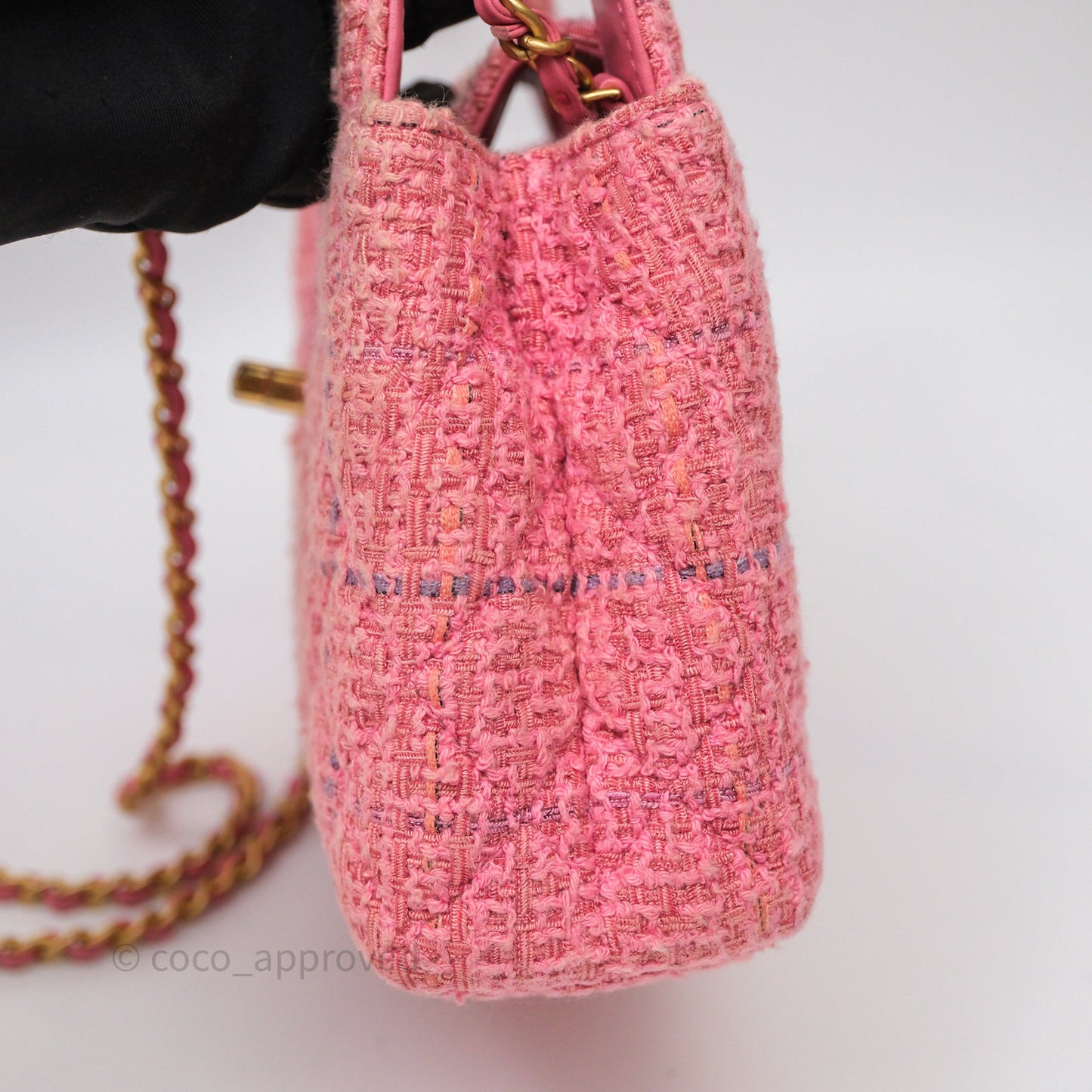 Chanel Kelly Bag Pink Tweed Aged Gold Hardware