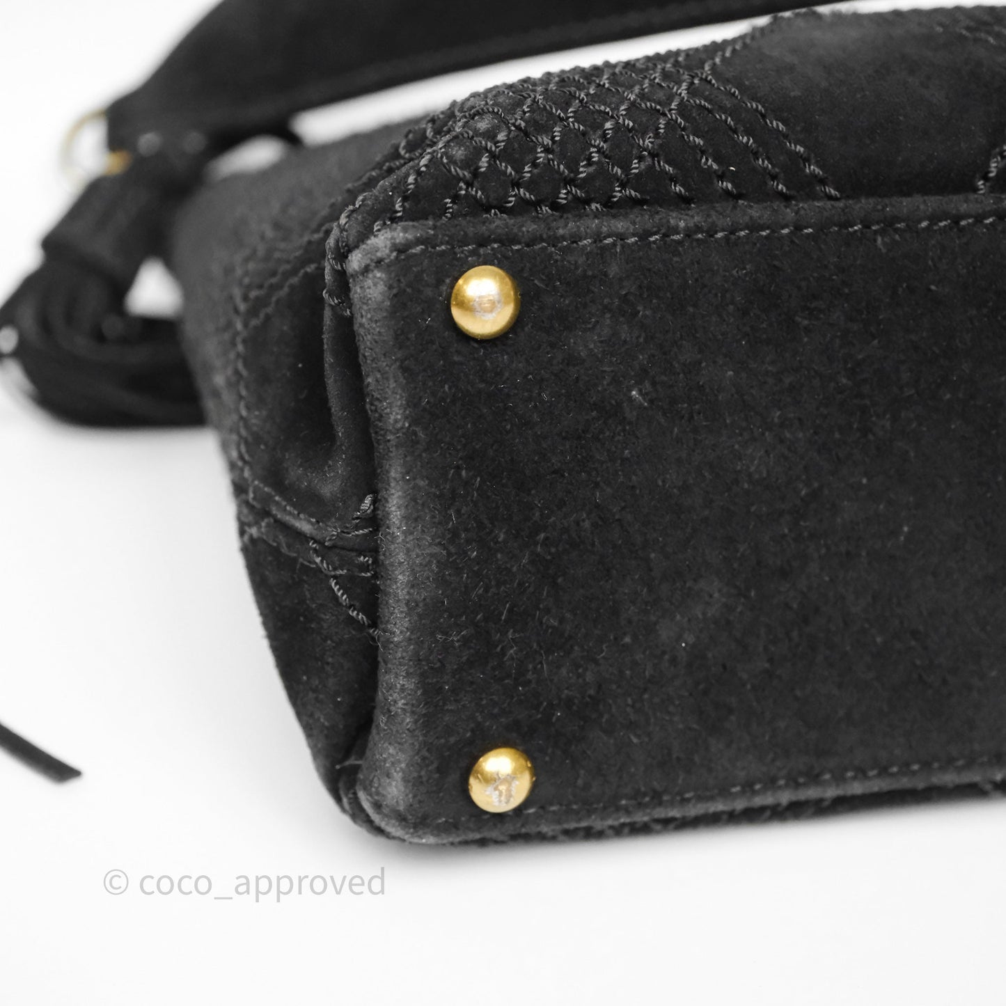 Chanel Vintage Shoulder Bag Quilted Black Suede Aged Gold Hardware