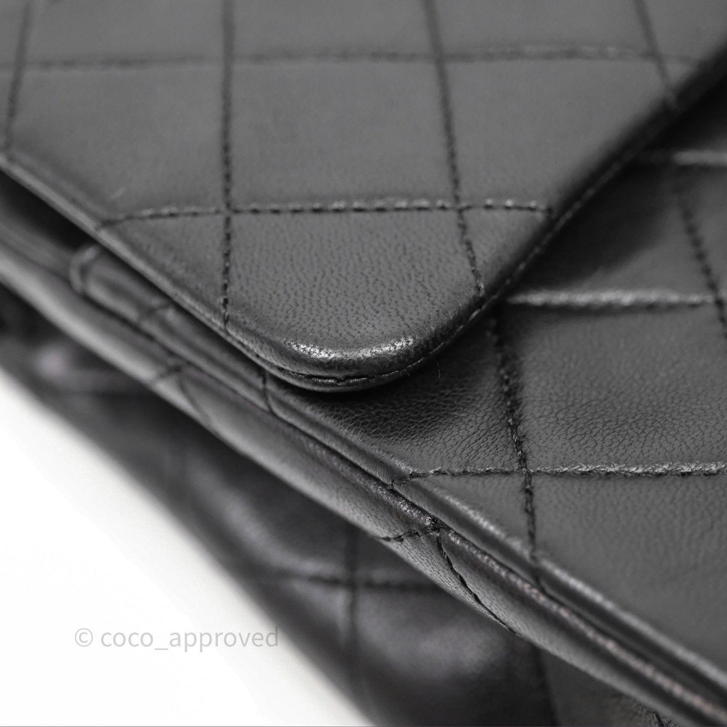 Chanel Classic Vintage Double Flap M/L Black Lambskin Gold Hardware