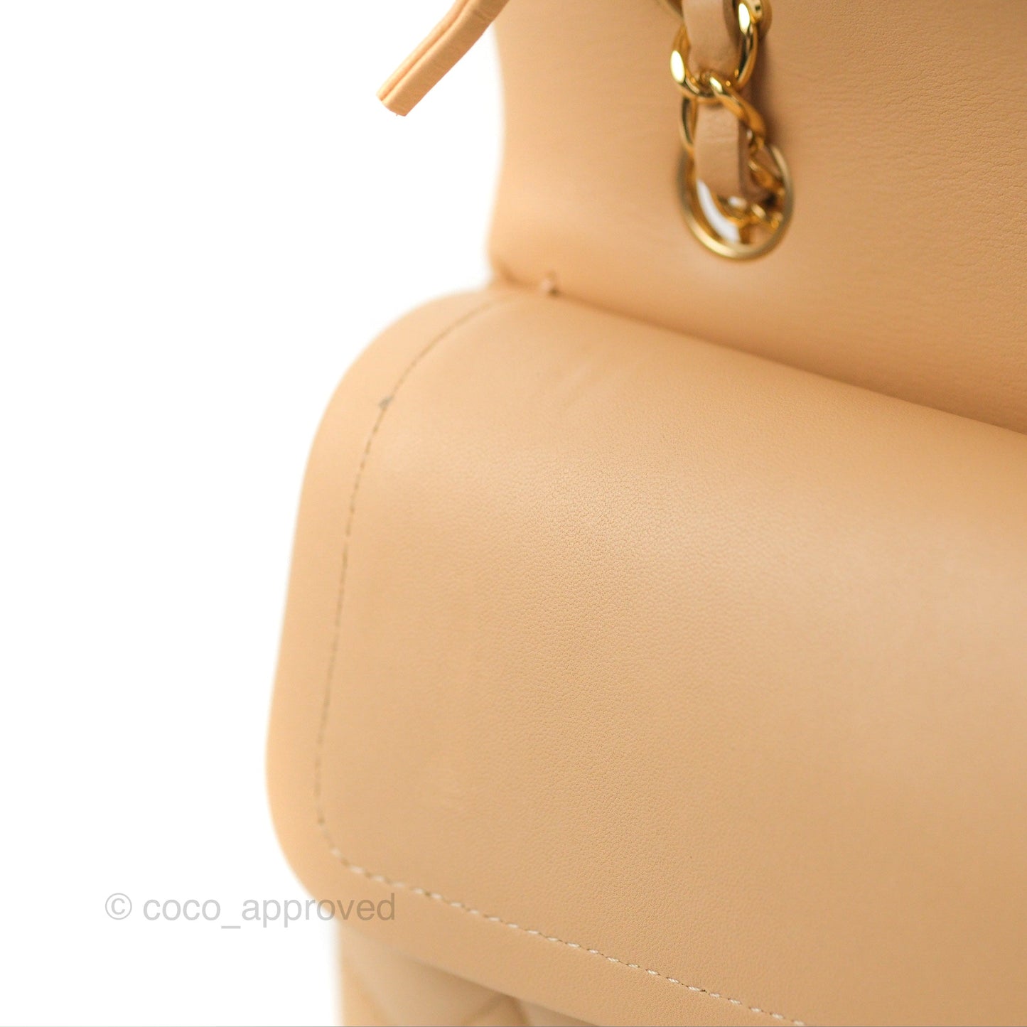 Chanel Classic M/L Medium Flap Quilted Beige Lambskin Gold Hardware