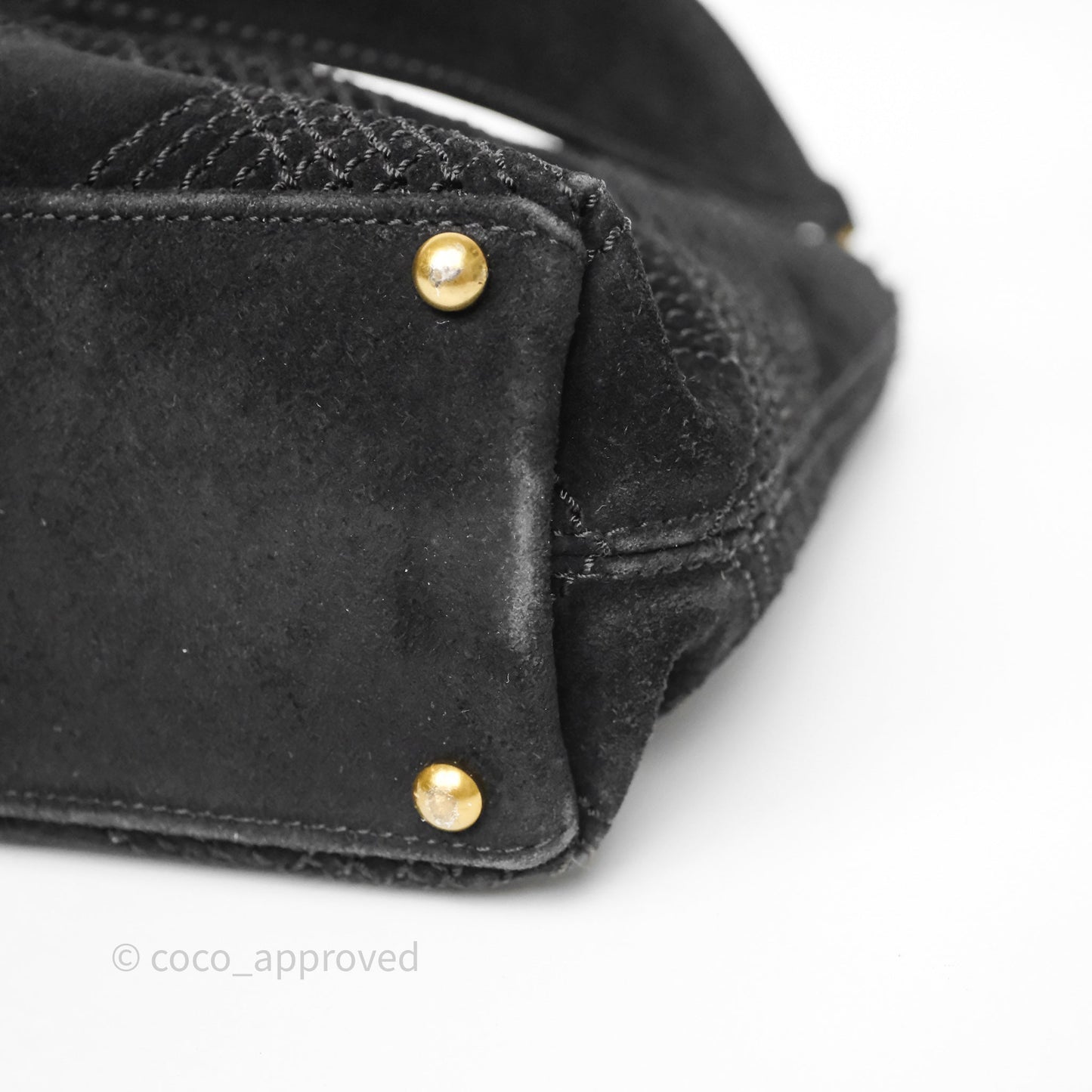 Chanel Vintage Shoulder Bag Quilted Black Suede Aged Gold Hardware