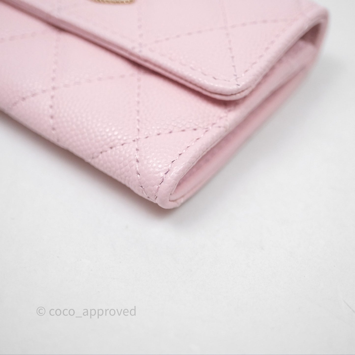 Chanel Quilted Flap Card Holder Light Pink Caviar Gold Hardware