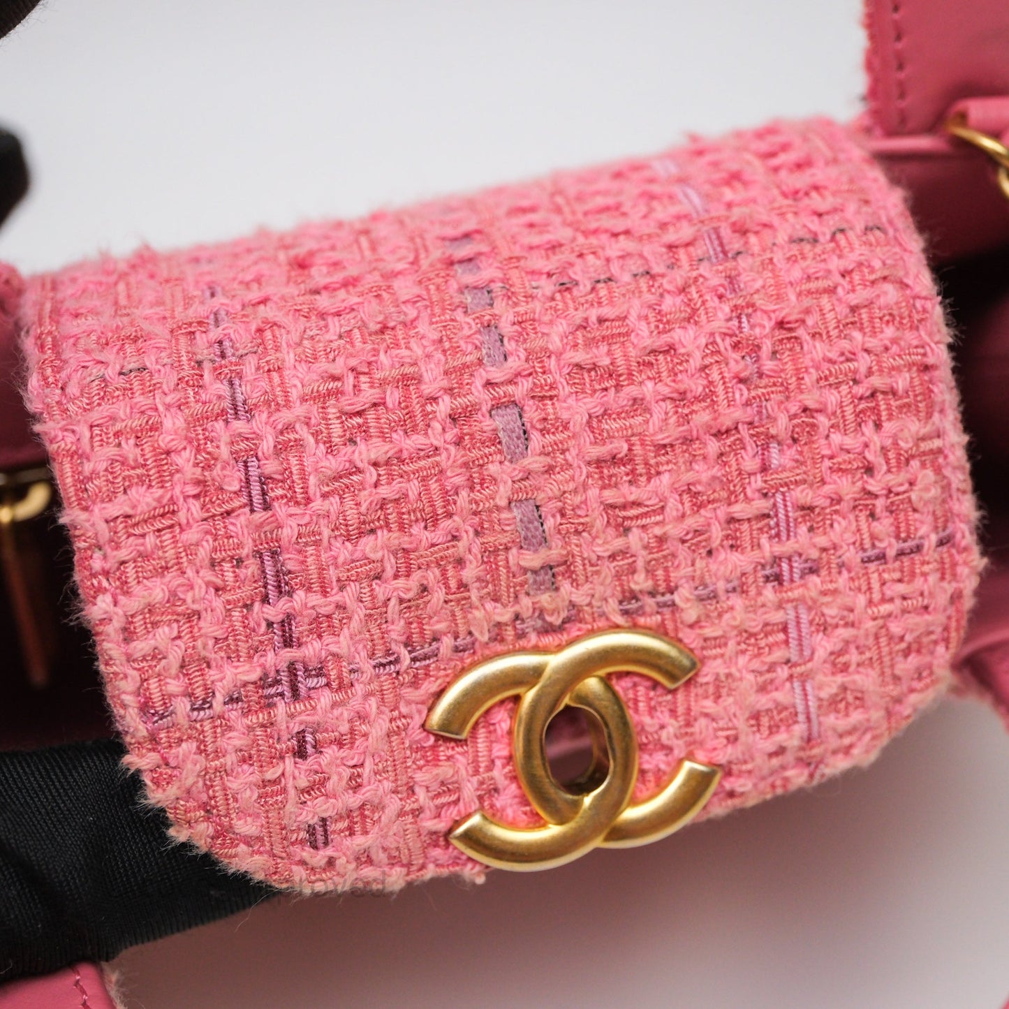 Chanel Kelly Bag Pink Tweed Aged Gold Hardware