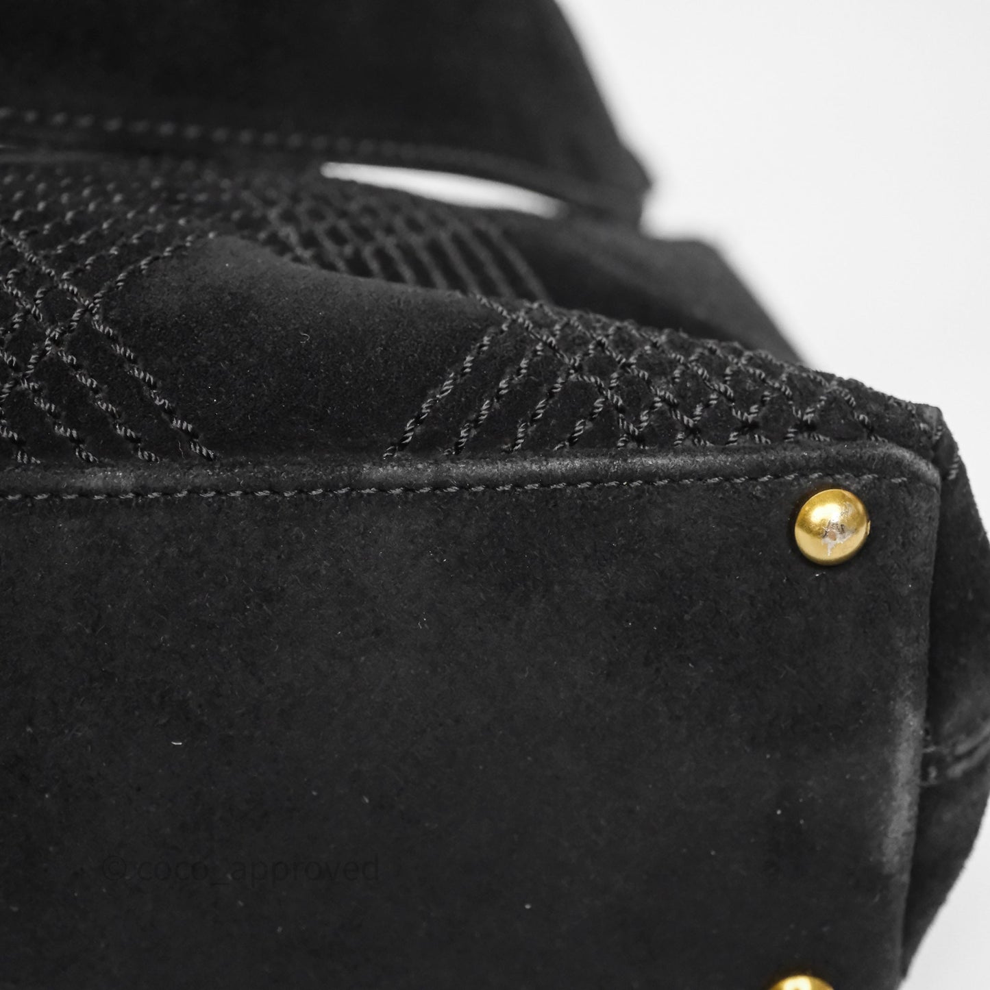 Chanel Vintage Shoulder Bag Quilted Black Suede Aged Gold Hardware