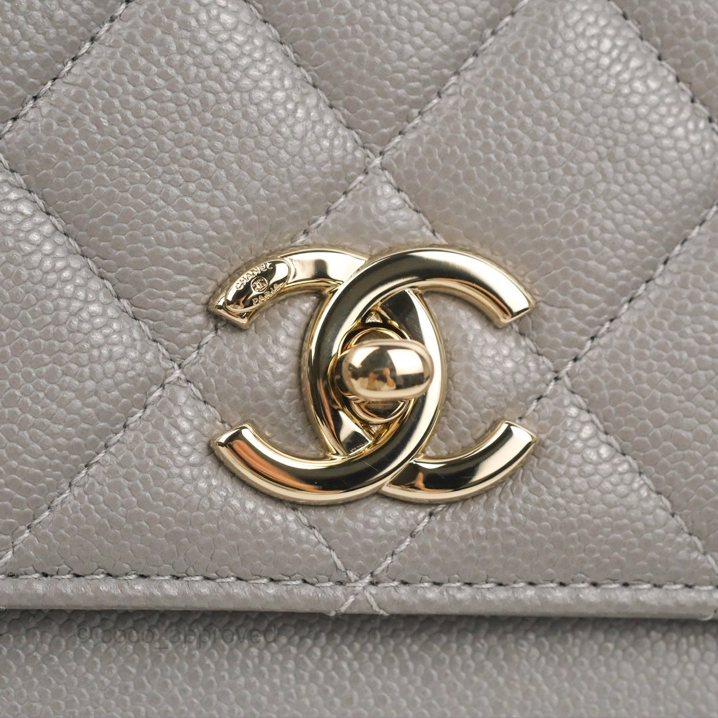 Chanel Quilted Medium Business Affinity Flap Grey Caviar Gold Hardware