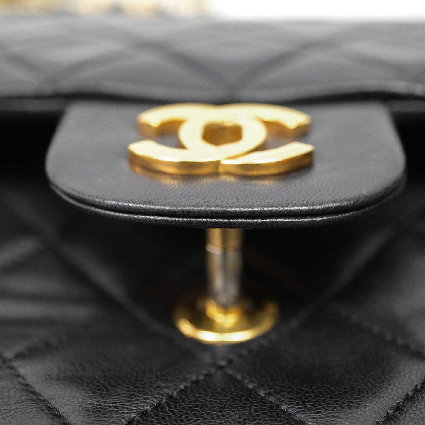 Chanel Classic Vintage Double Flap M/L Black Lambskin Gold Hardware