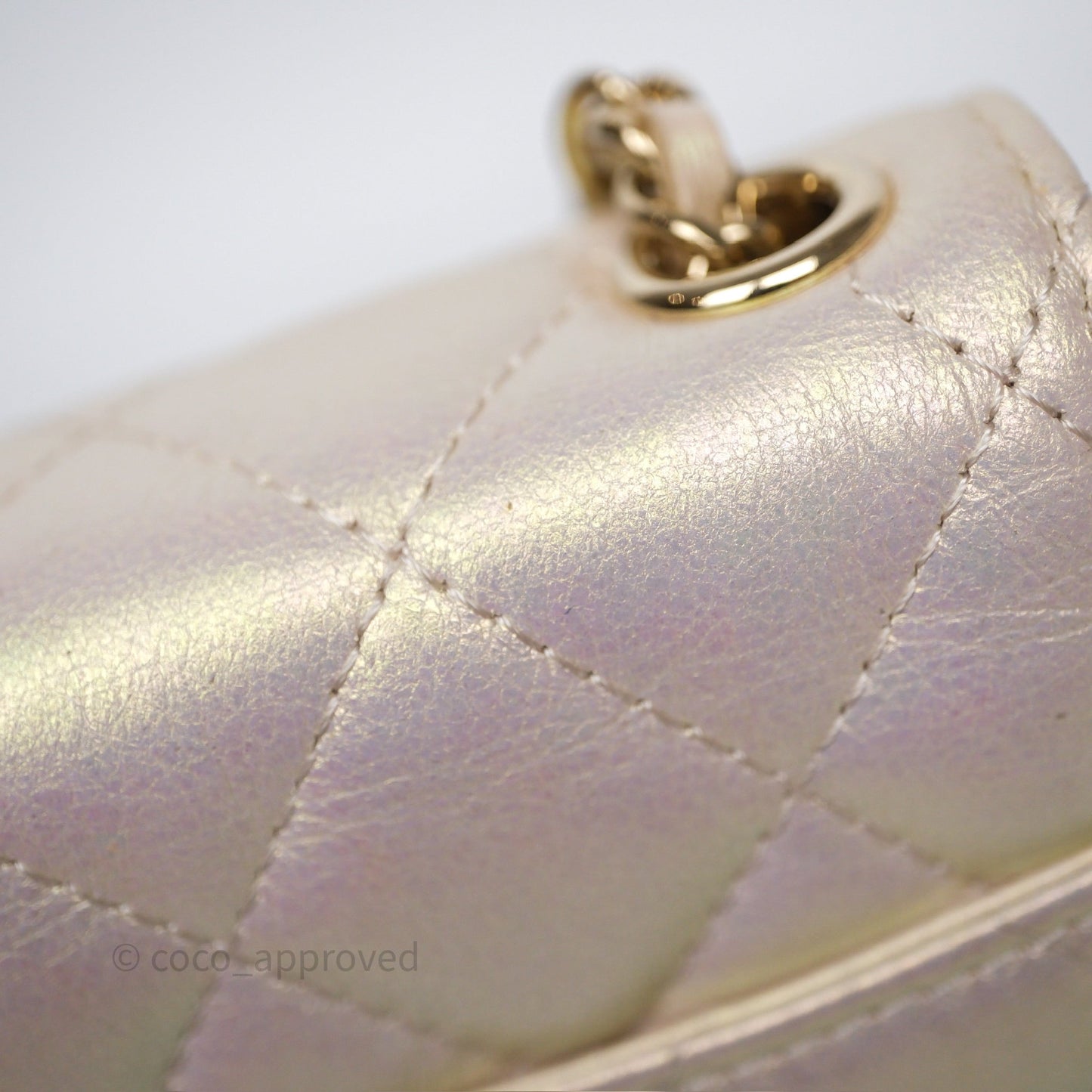Chanel Classic Quilted Phone Holder Iridescent Pearl Lambskin