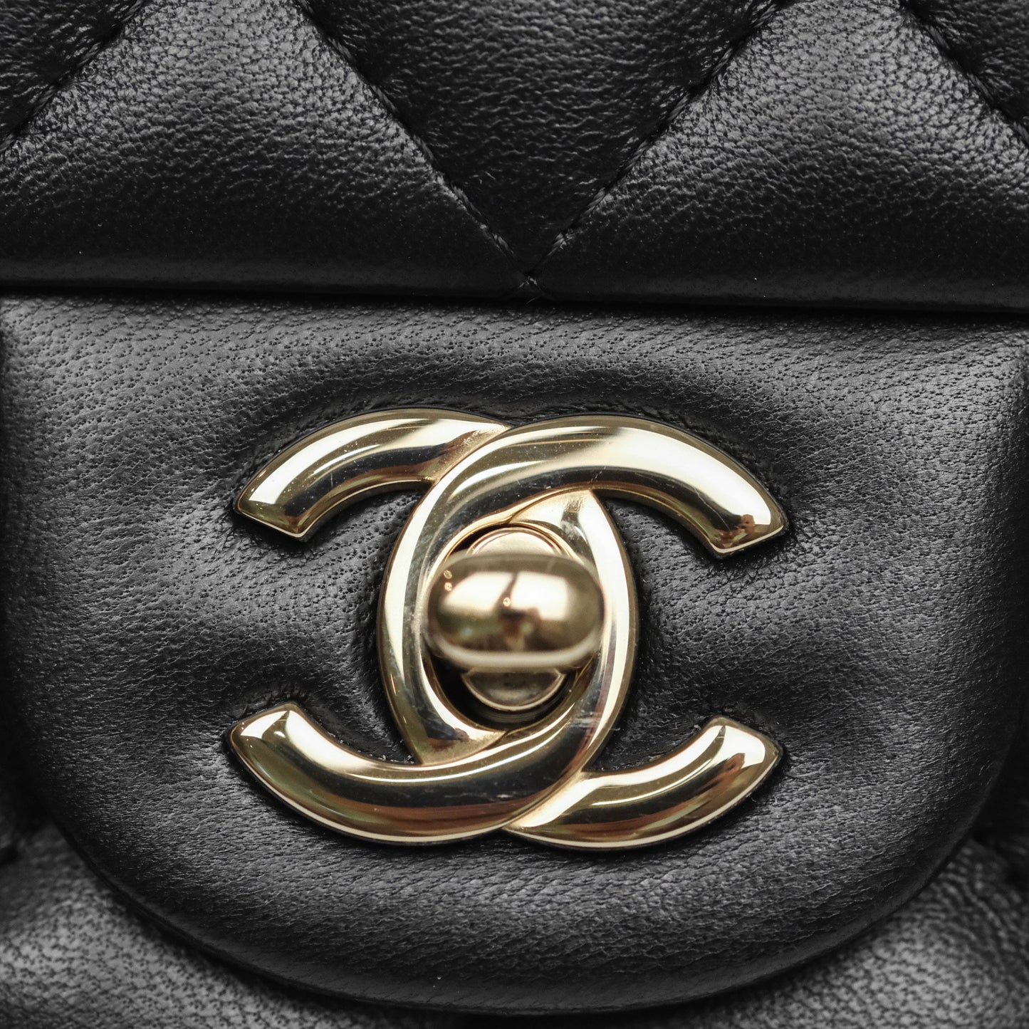 Chanel Quilted Mini Rectangular Black Lambskin Gold Hardware