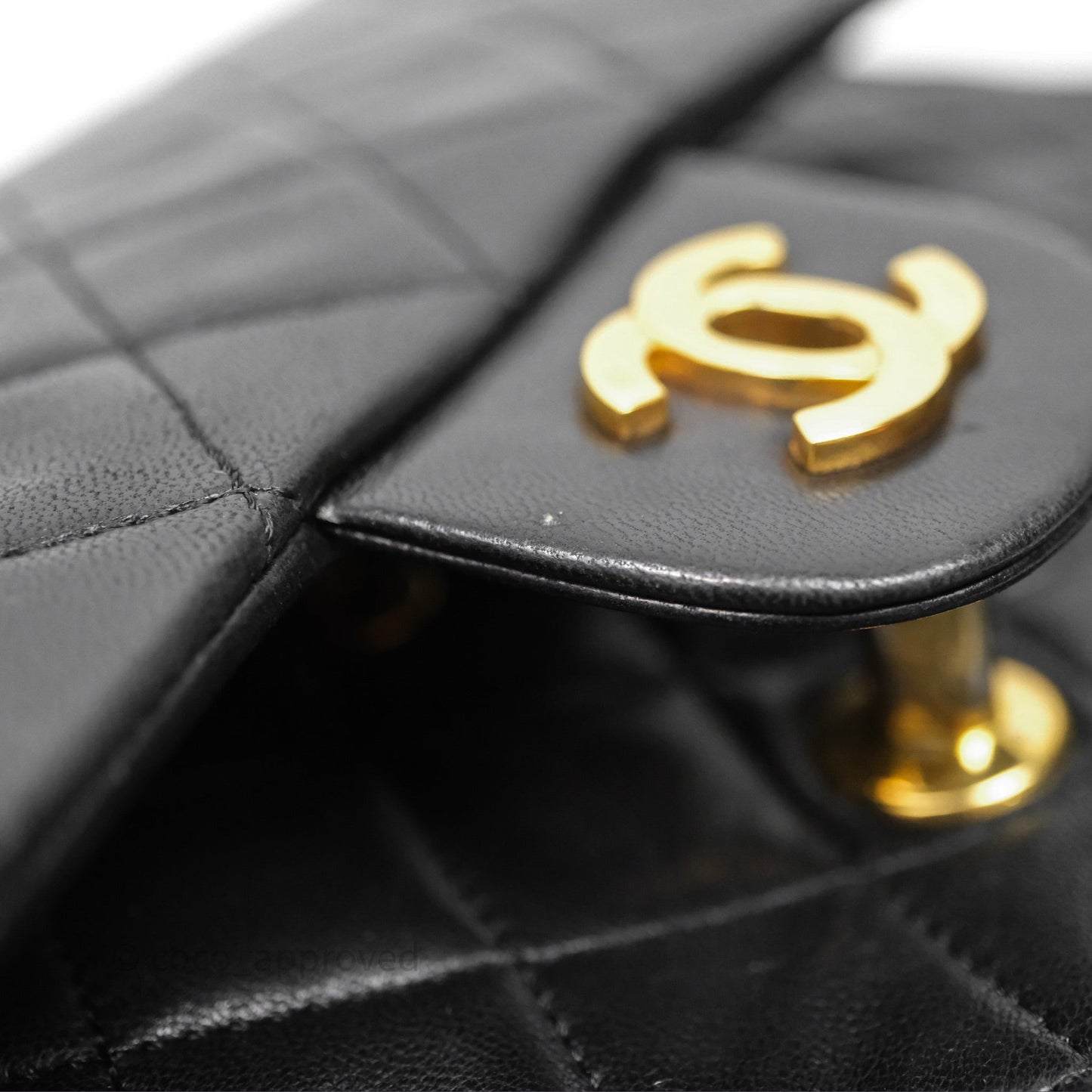 Chanel Classic Vintage Double Flap M/L Black Lambskin Gold Hardware