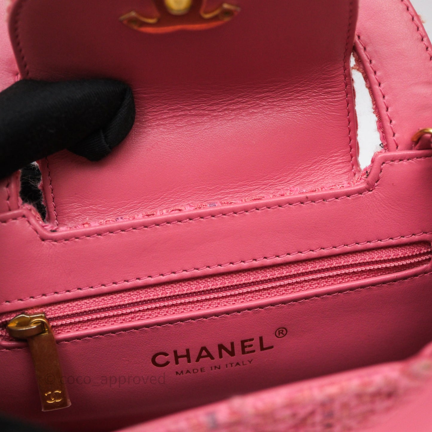 Chanel Kelly Bag Pink Tweed Aged Gold Hardware