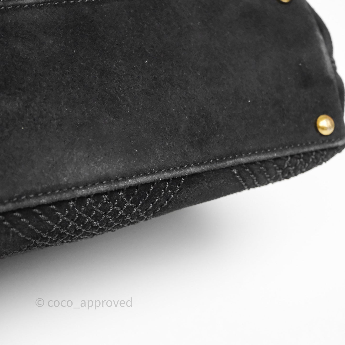 Chanel Vintage Shoulder Bag Quilted Black Suede Aged Gold Hardware