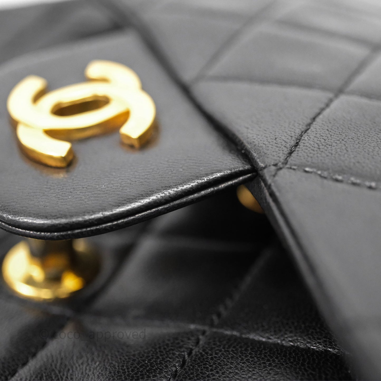Chanel Classic Vintage Double Flap M/L Black Lambskin Gold Hardware