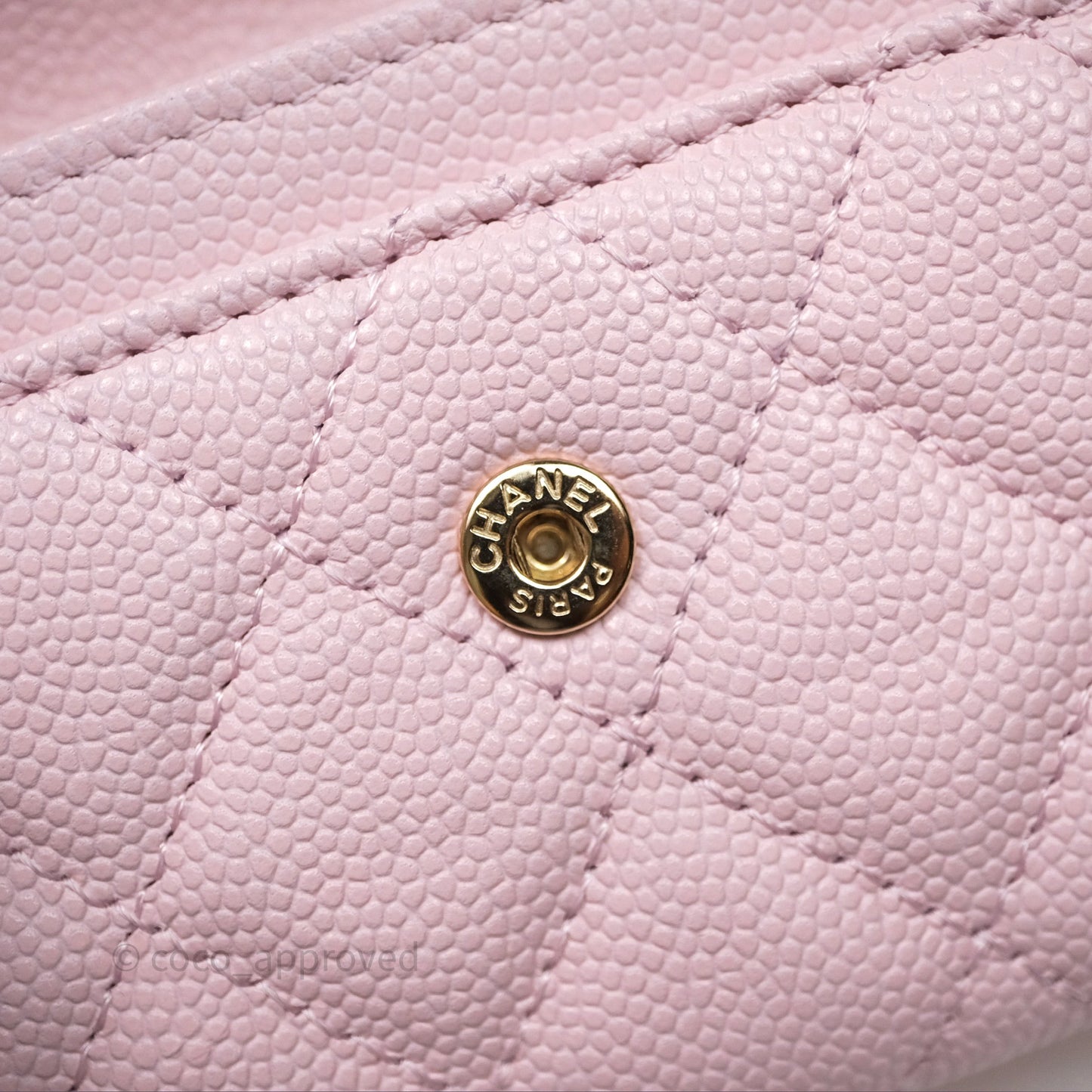 Chanel Quilted Flap Card Holder Light Pink Caviar Gold Hardware