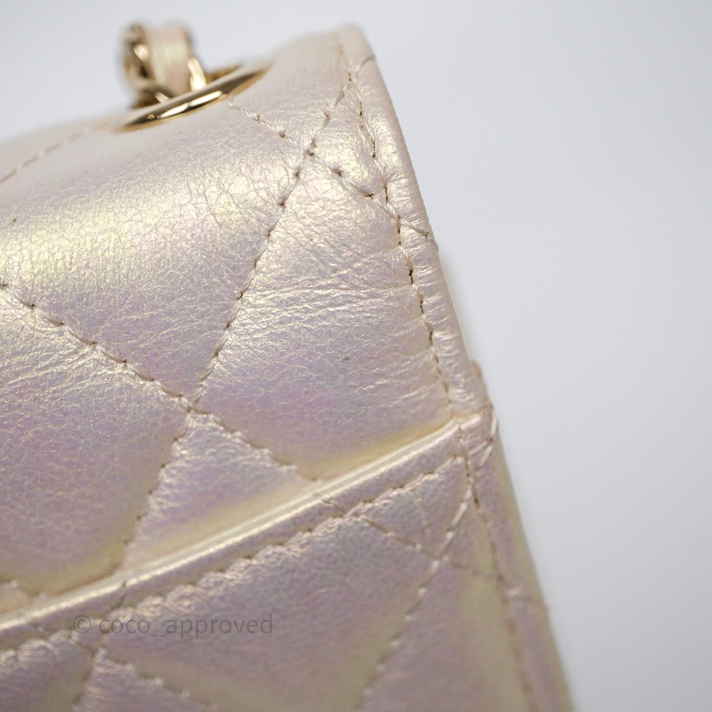 Chanel Classic Quilted Phone Holder Iridescent Pearl Lambskin