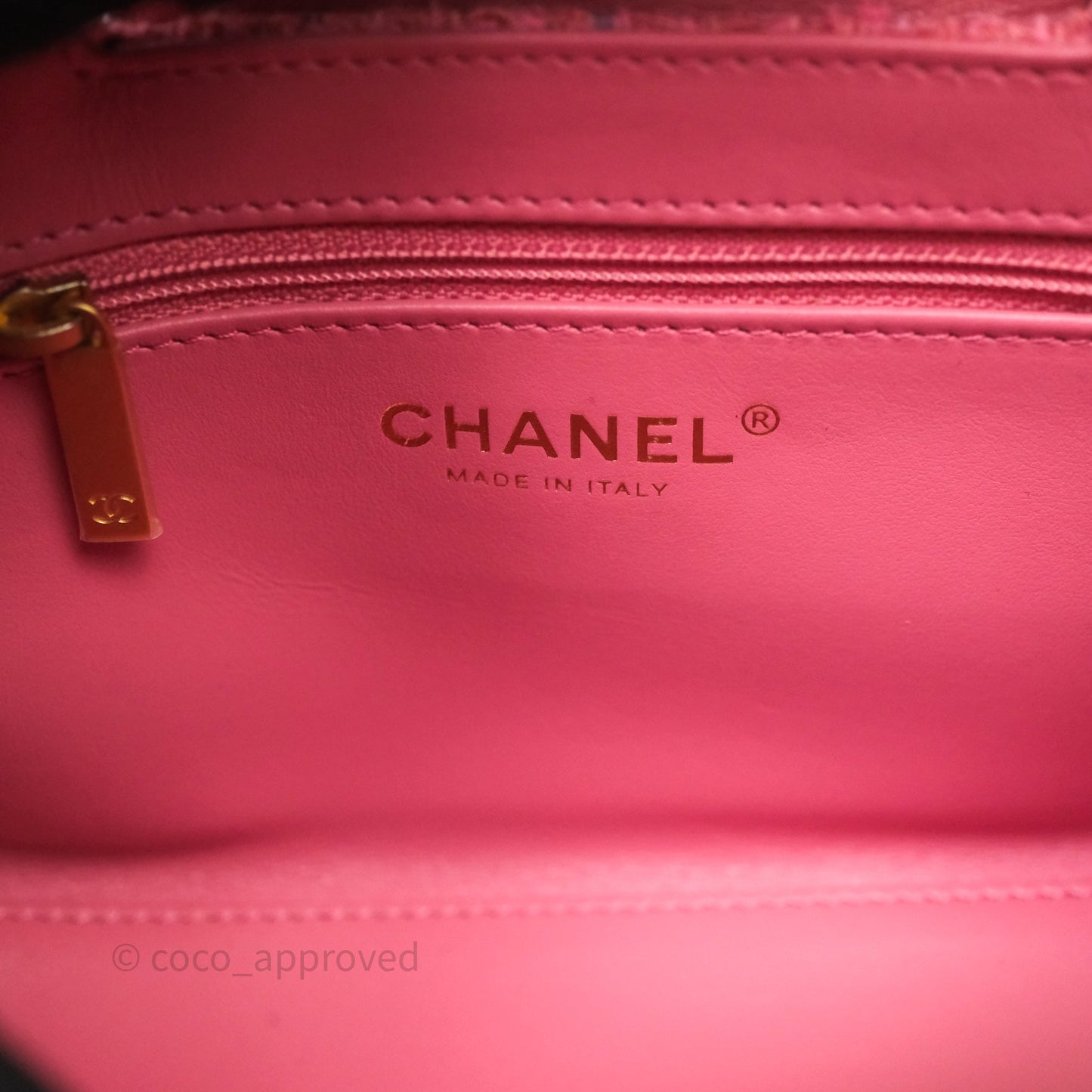 Chanel Kelly Bag Pink Tweed Aged Gold Hardware