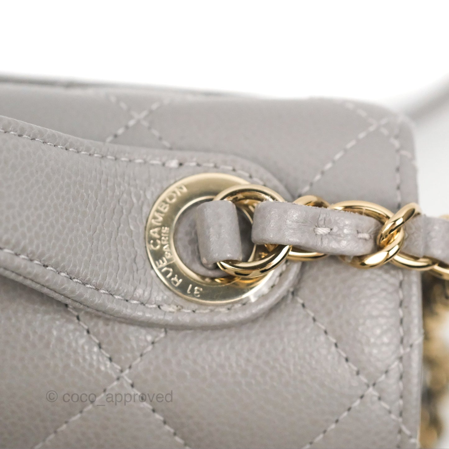 Chanel Quilted Medium Business Affinity Flap Grey Caviar Gold Hardware