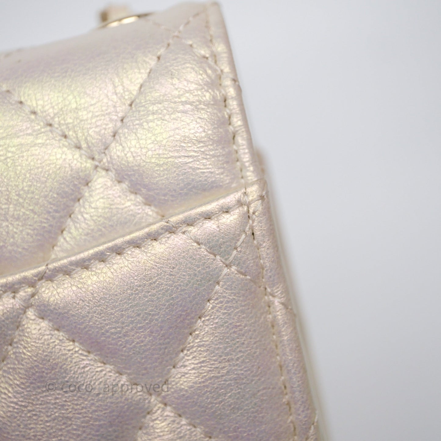 Chanel Classic Quilted Phone Holder Iridescent Pearl Lambskin