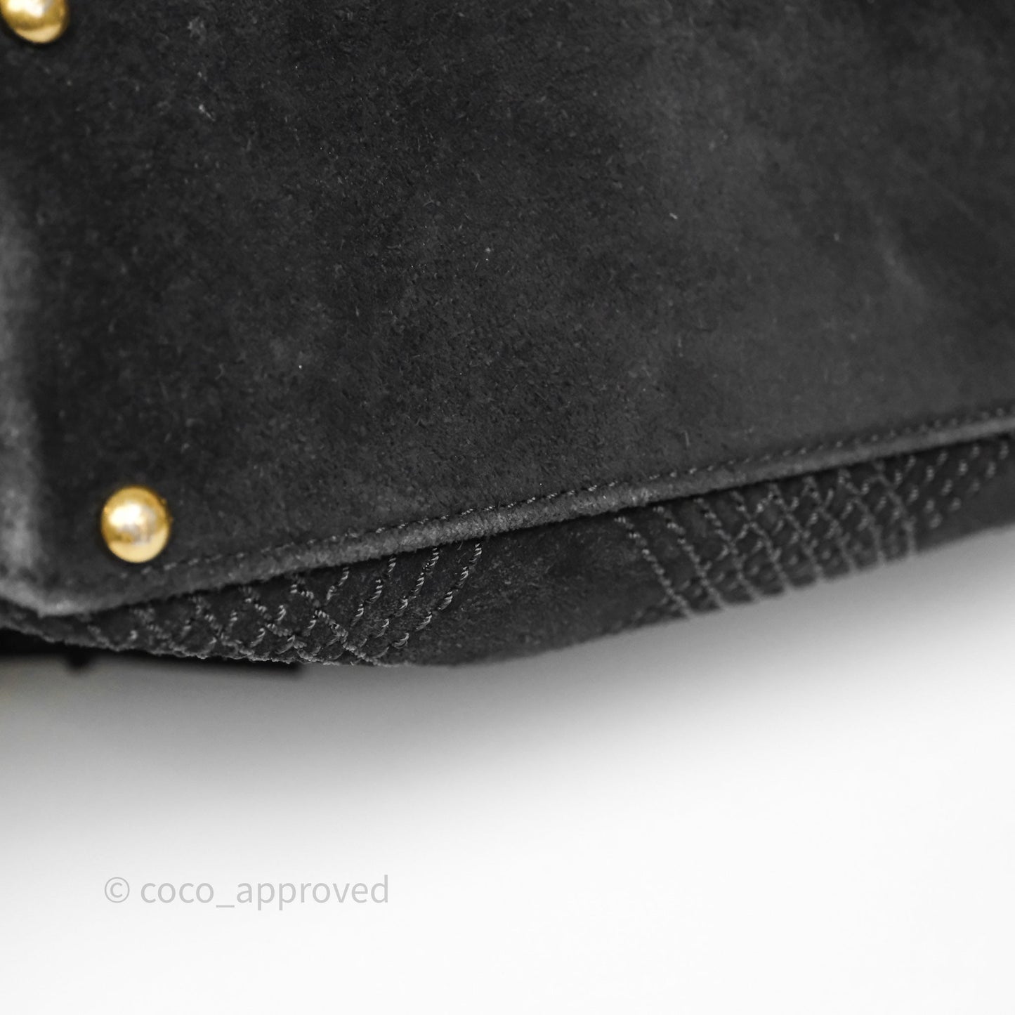Chanel Vintage Shoulder Bag Quilted Black Suede Aged Gold Hardware