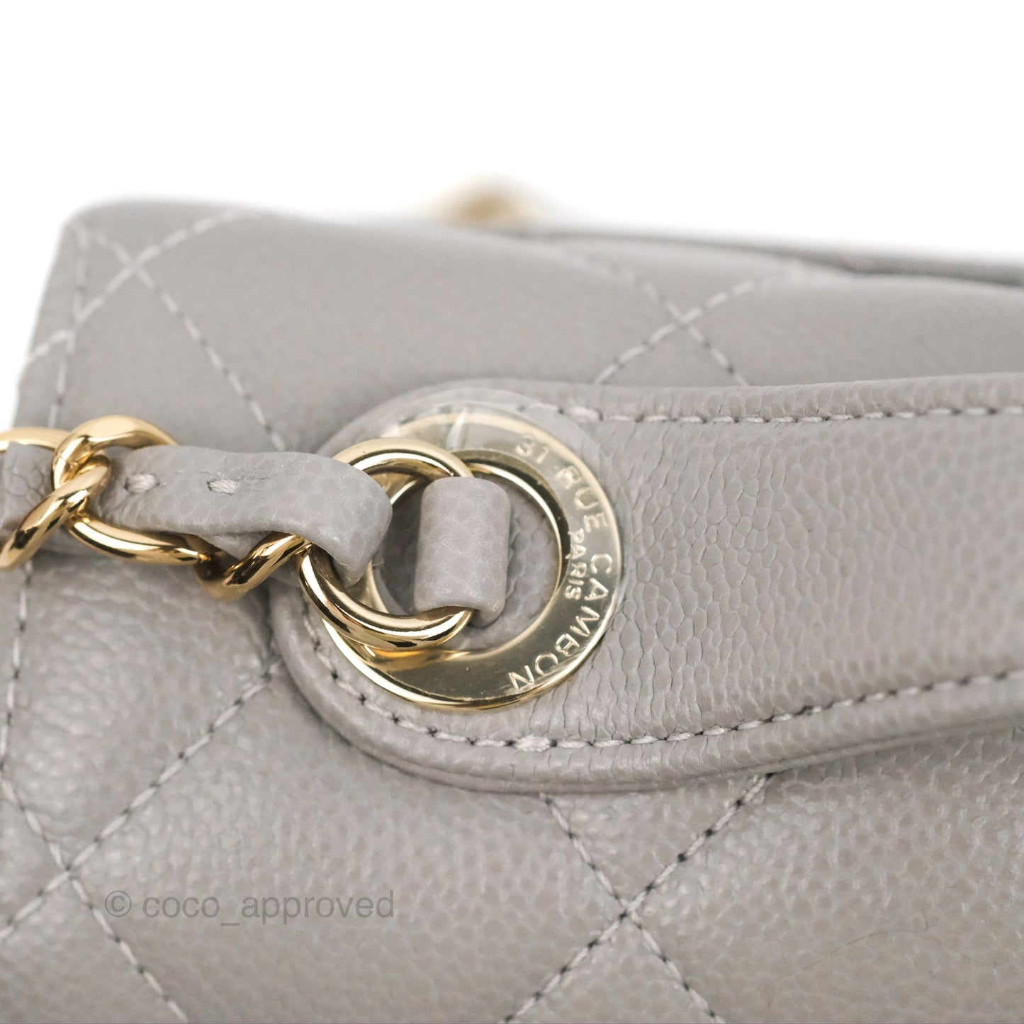 Chanel Quilted Medium Business Affinity Flap Grey Caviar Gold Hardware