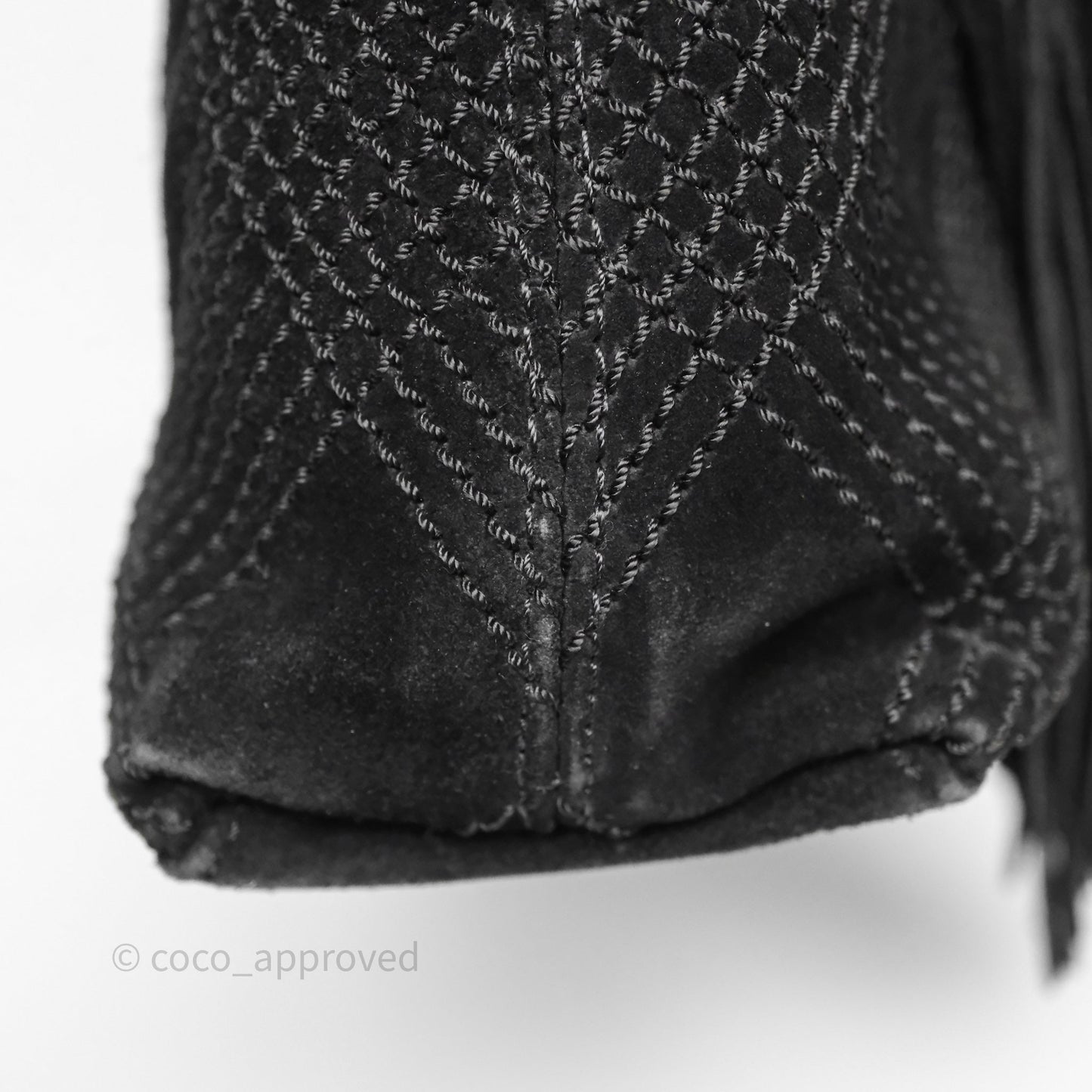 Chanel Vintage Shoulder Bag Quilted Black Suede Aged Gold Hardware