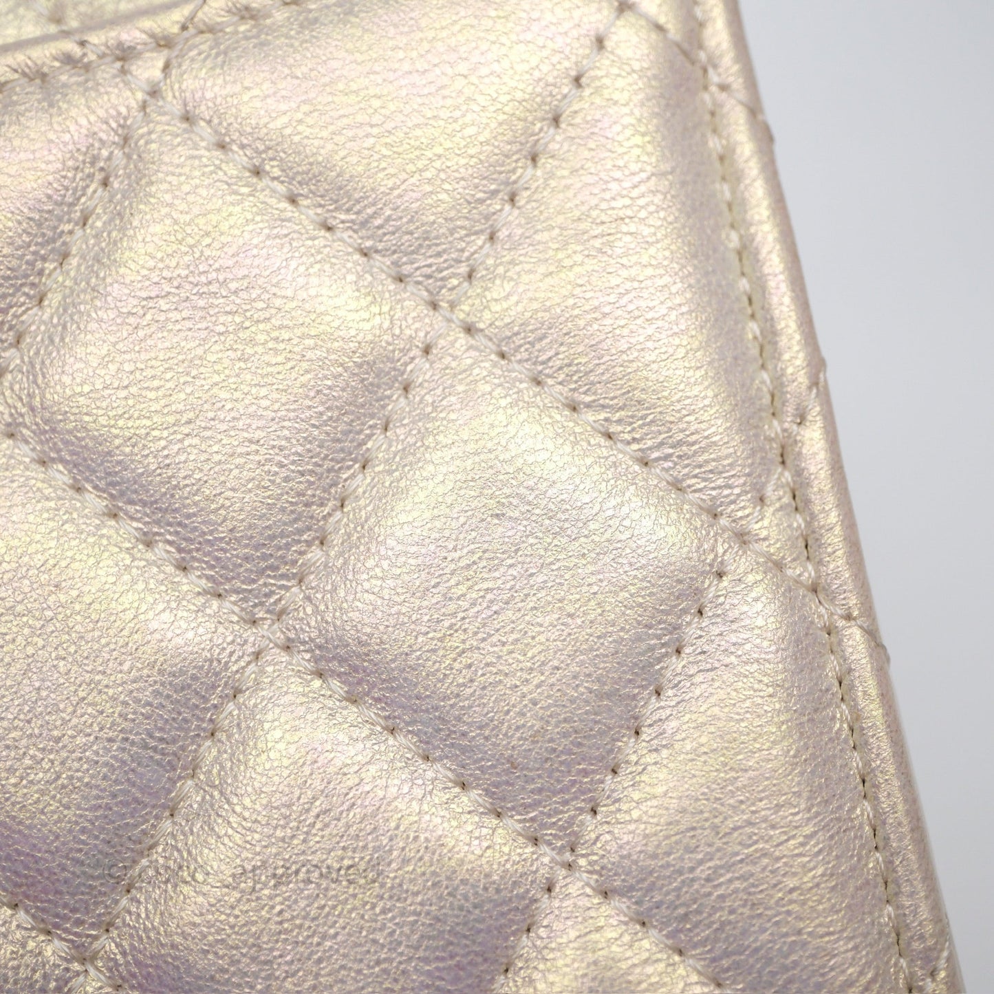 Chanel Classic Quilted Phone Holder Iridescent Pearl Lambskin