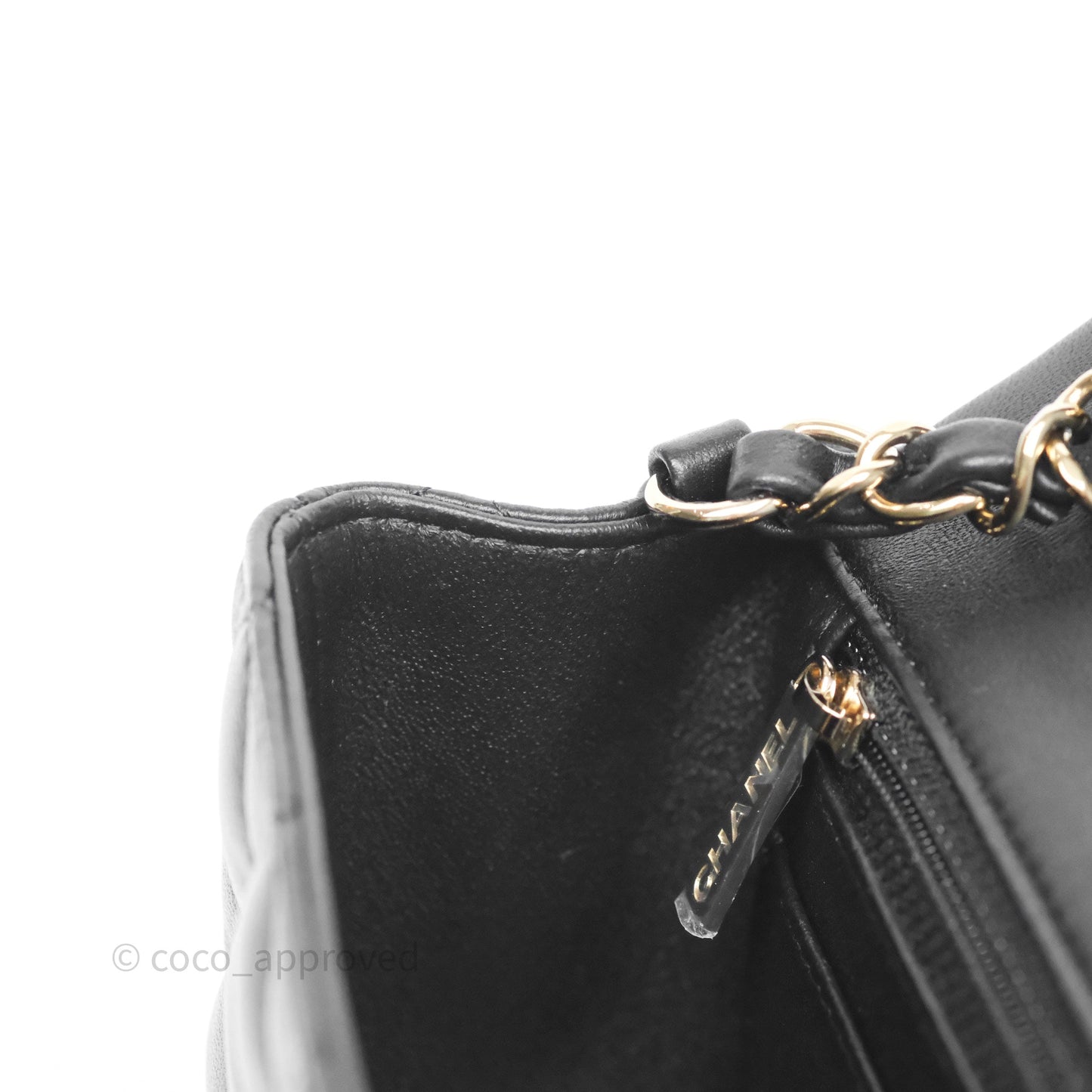 Chanel Quilted Mini Rectangular Black Lambskin Gold Hardware
