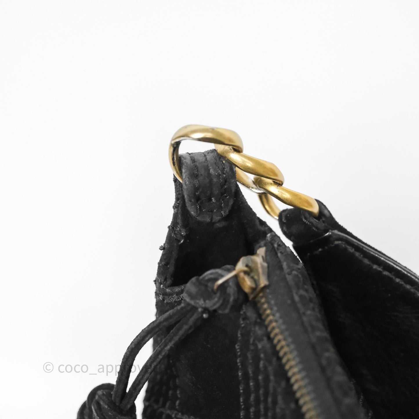 Chanel Vintage Shoulder Bag Quilted Black Suede Aged Gold Hardware