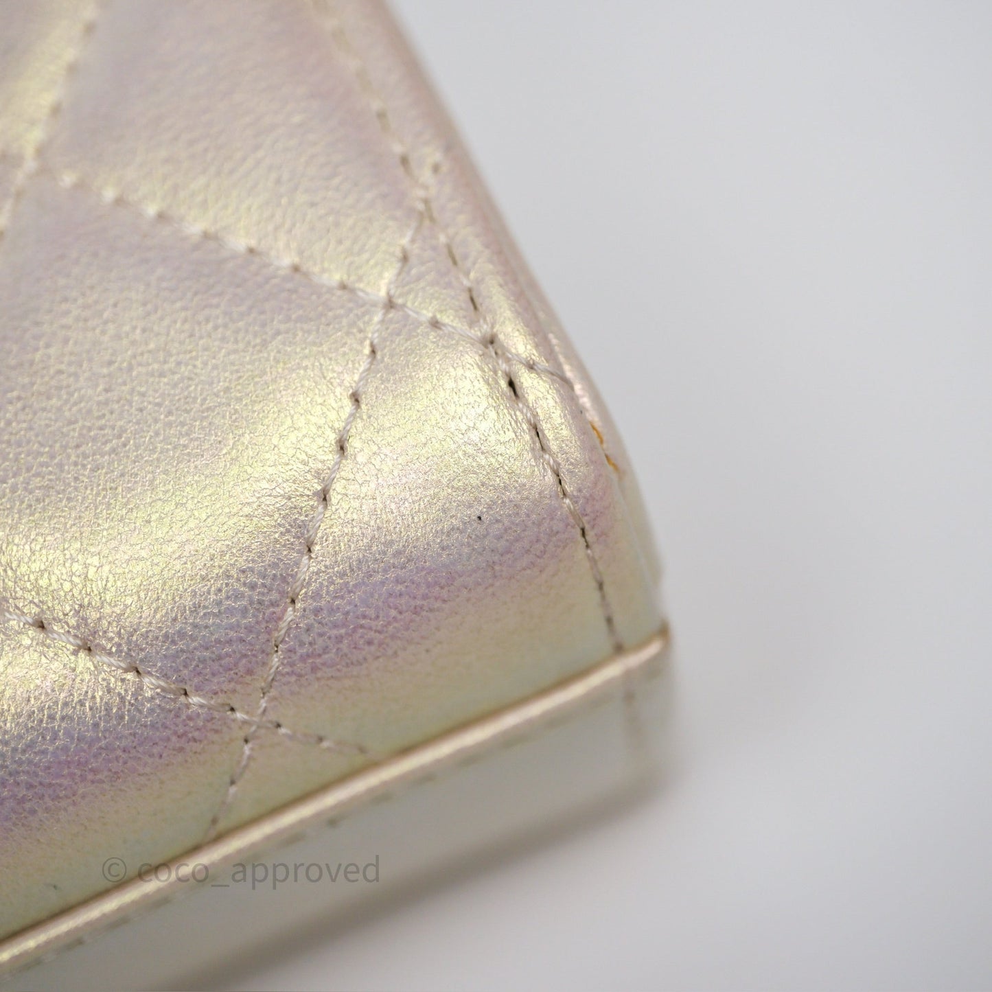 Chanel Classic Quilted Phone Holder Iridescent Pearl Lambskin