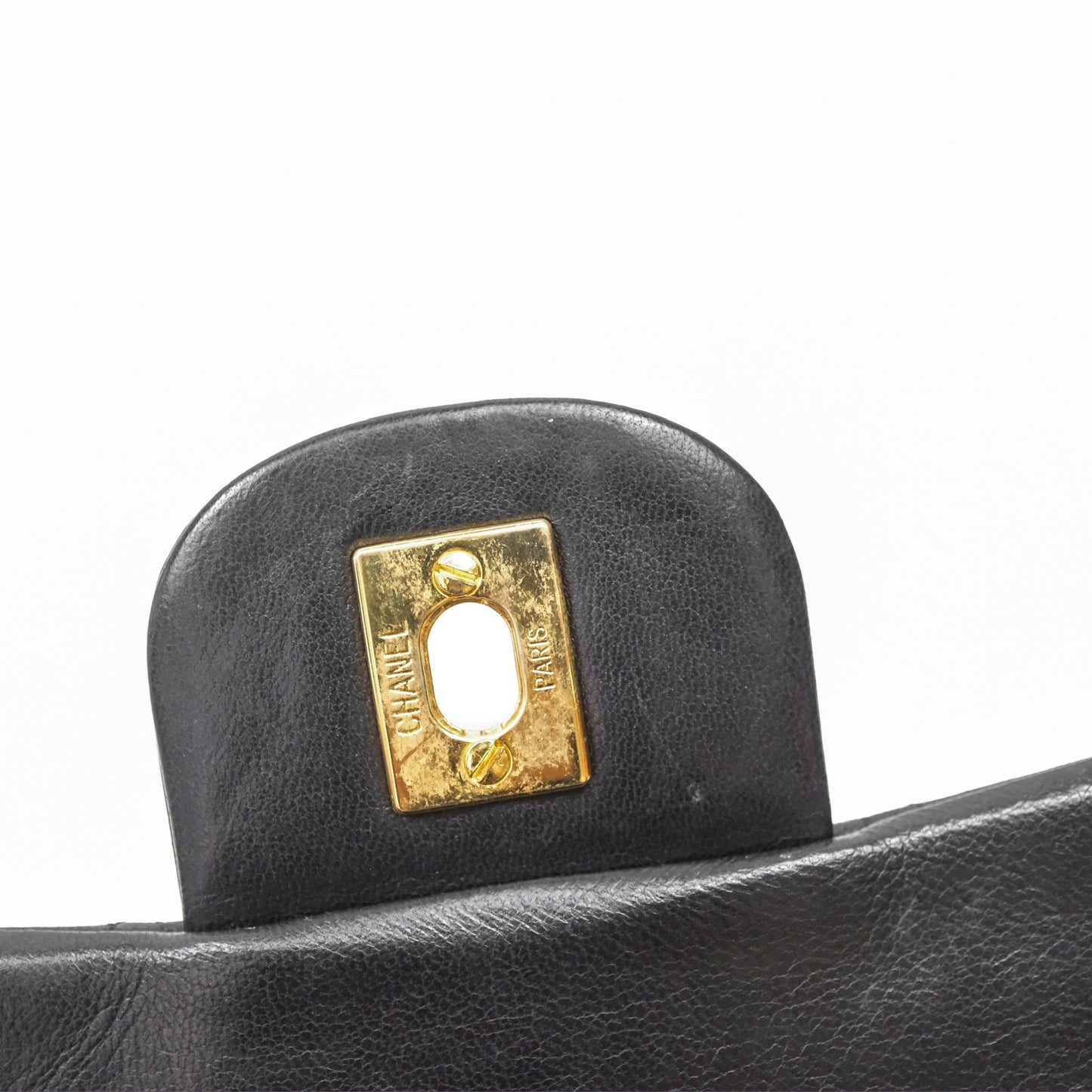 Chanel Classic Vintage Double Flap M/L Black Lambskin Gold Hardware