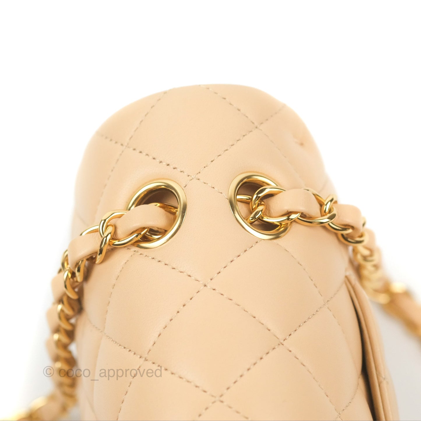 Chanel Classic M/L Medium Flap Quilted Beige Lambskin Gold Hardware