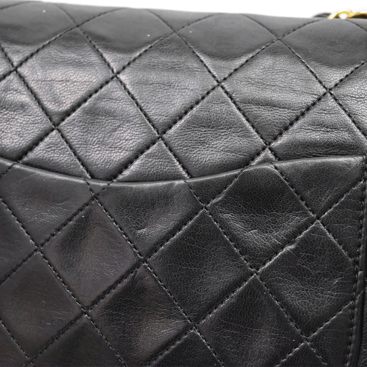 Chanel Classic Vintage Double Flap M/L Black Lambskin Gold Hardware