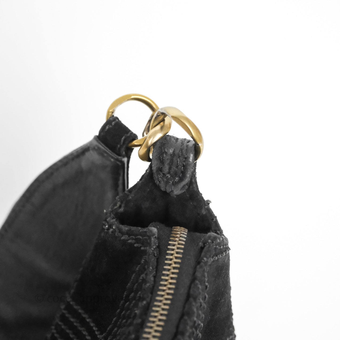Chanel Vintage Shoulder Bag Quilted Black Suede Aged Gold Hardware