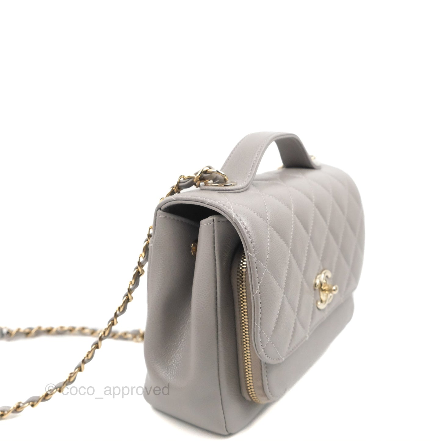Chanel Quilted Medium Business Affinity Flap Grey Caviar Gold Hardware