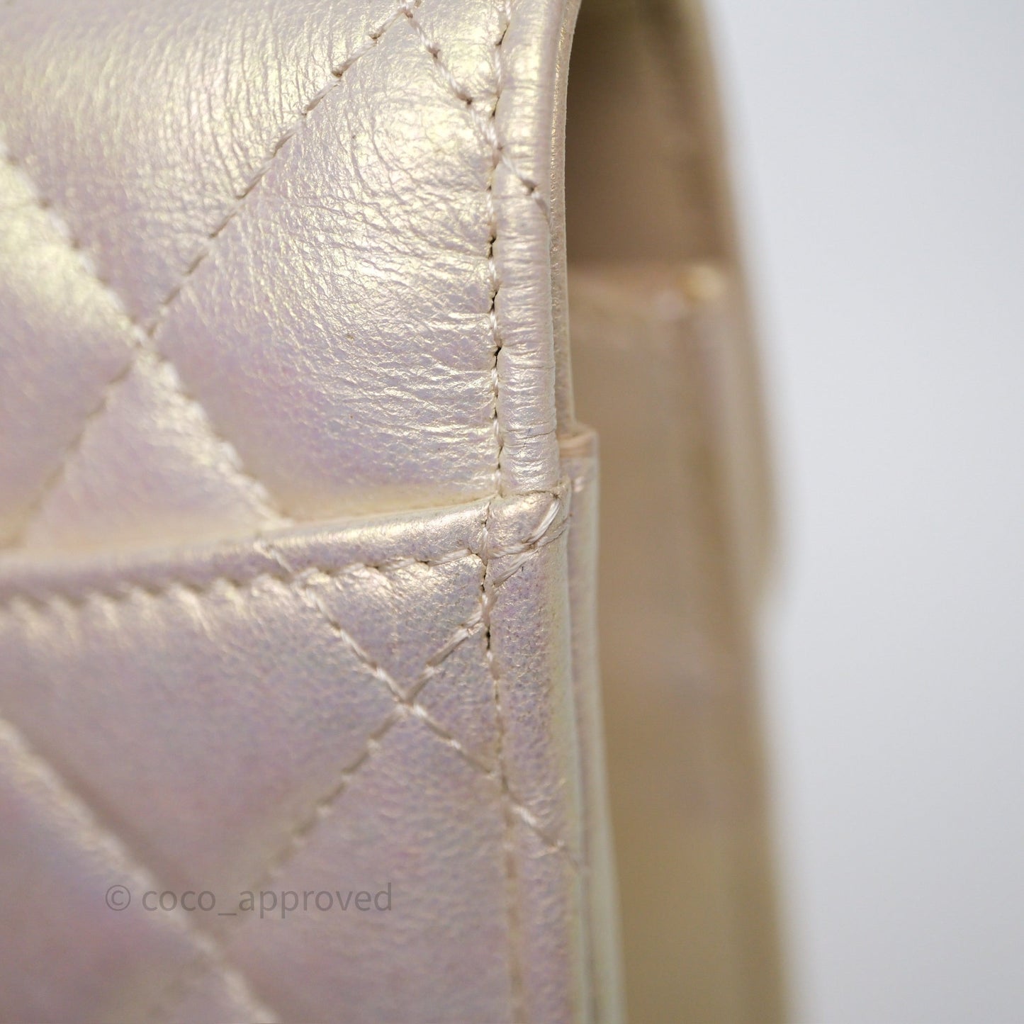 Chanel Classic Quilted Phone Holder Iridescent Pearl Lambskin