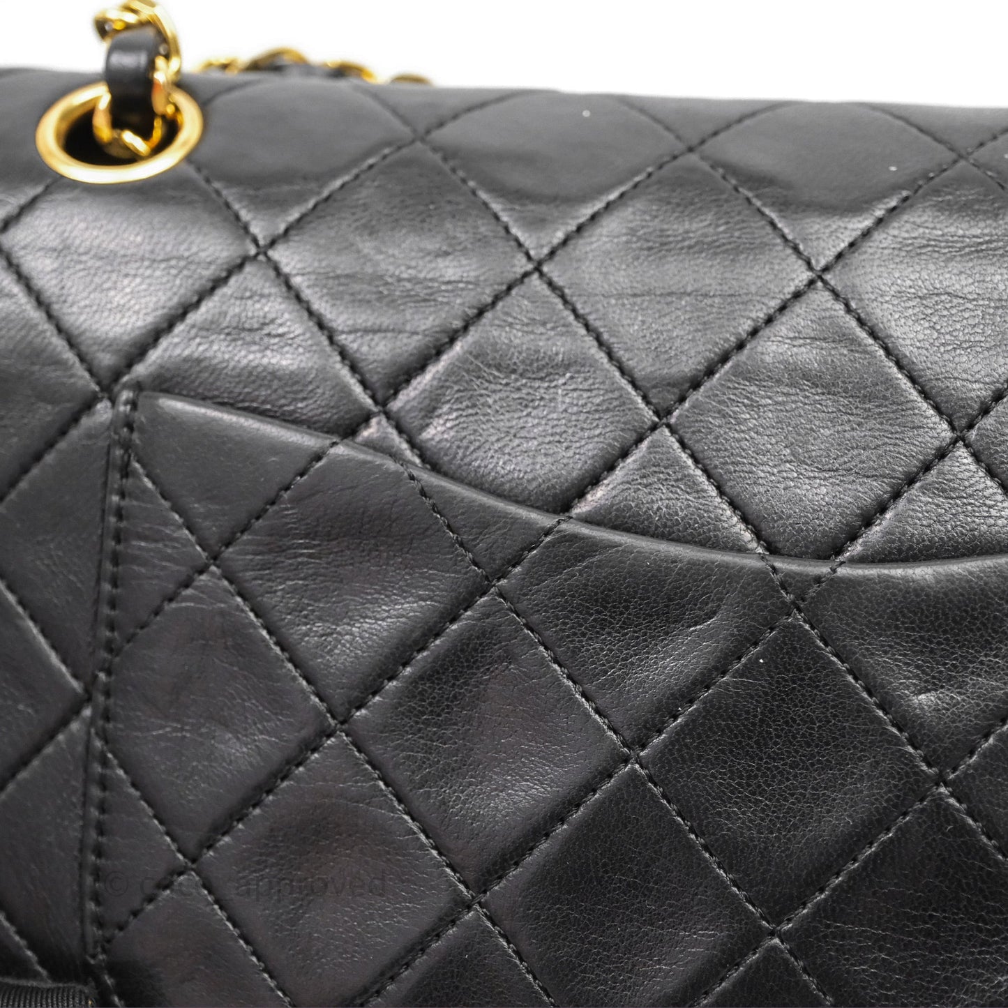 Chanel Classic Vintage Double Flap M/L Black Lambskin Gold Hardware