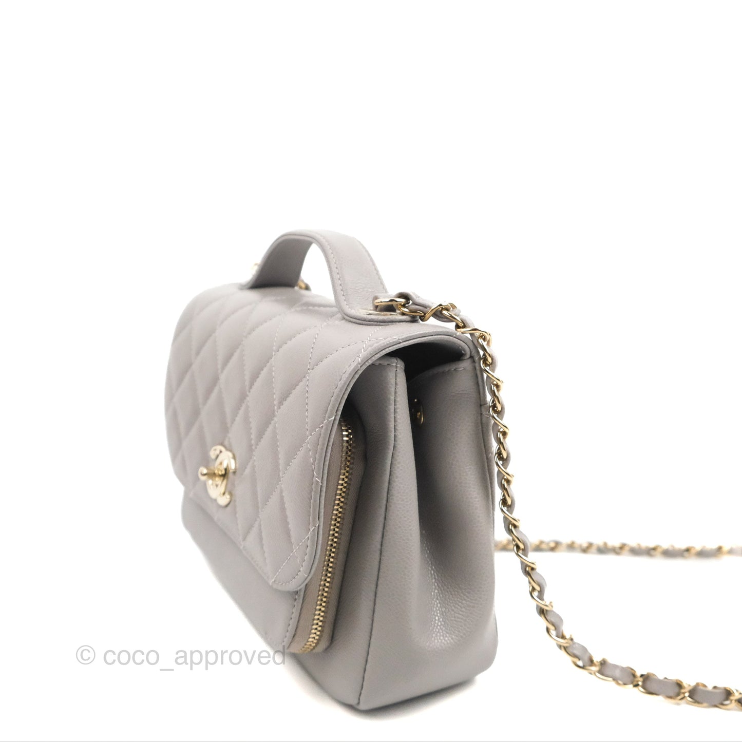 Chanel Quilted Medium Business Affinity Flap Grey Caviar Gold Hardware