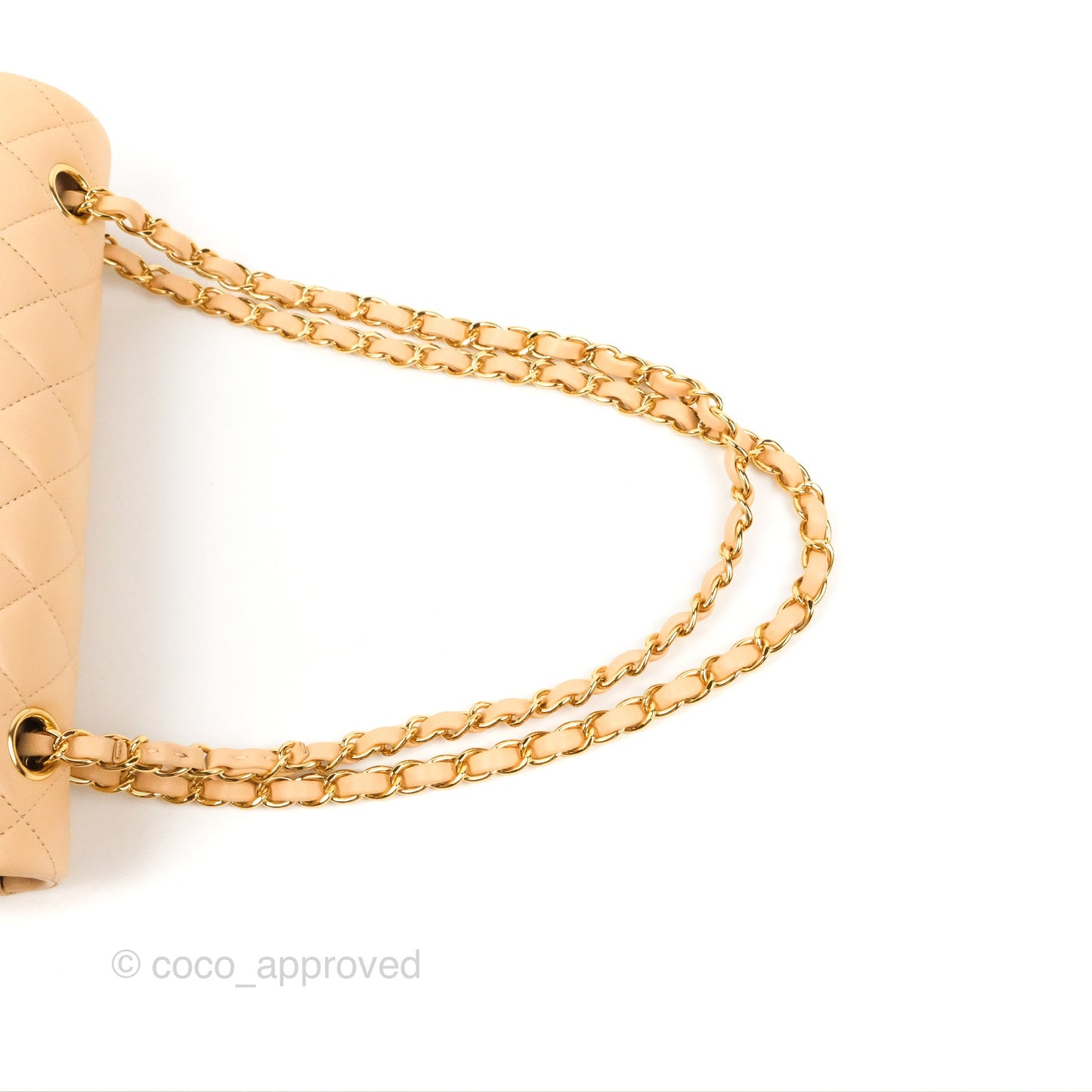 Chanel Classic M/L Medium Flap Quilted Beige Lambskin Gold Hardware