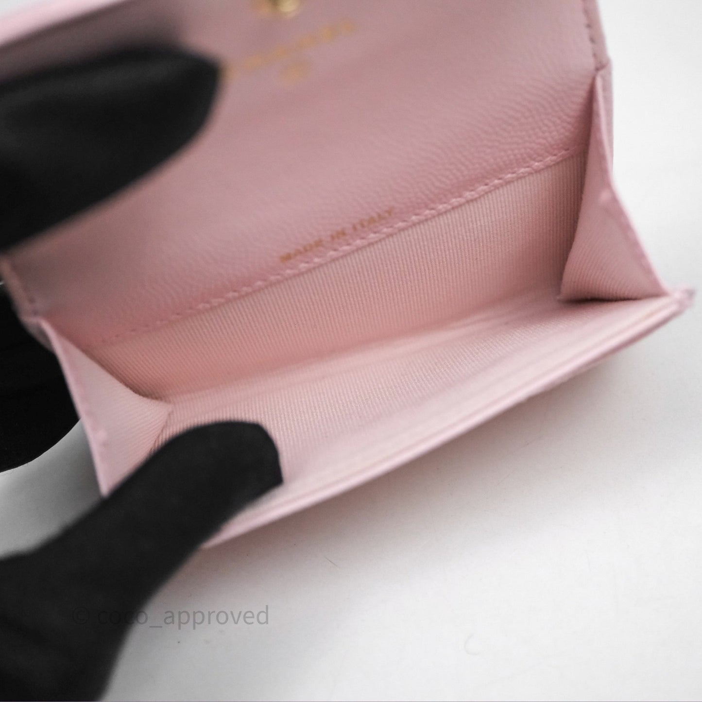 Chanel Quilted Flap Card Holder Light Pink Caviar Gold Hardware