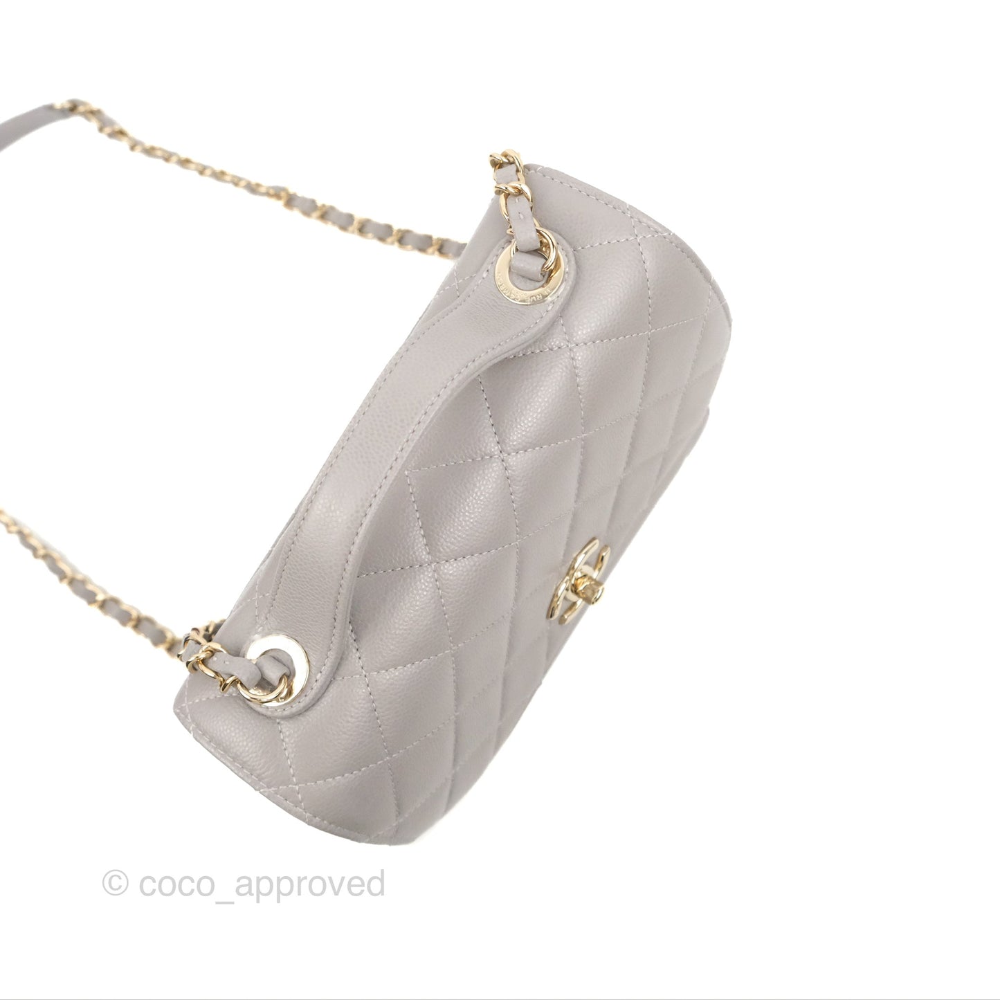 Chanel Quilted Medium Business Affinity Flap Grey Caviar Gold Hardware
