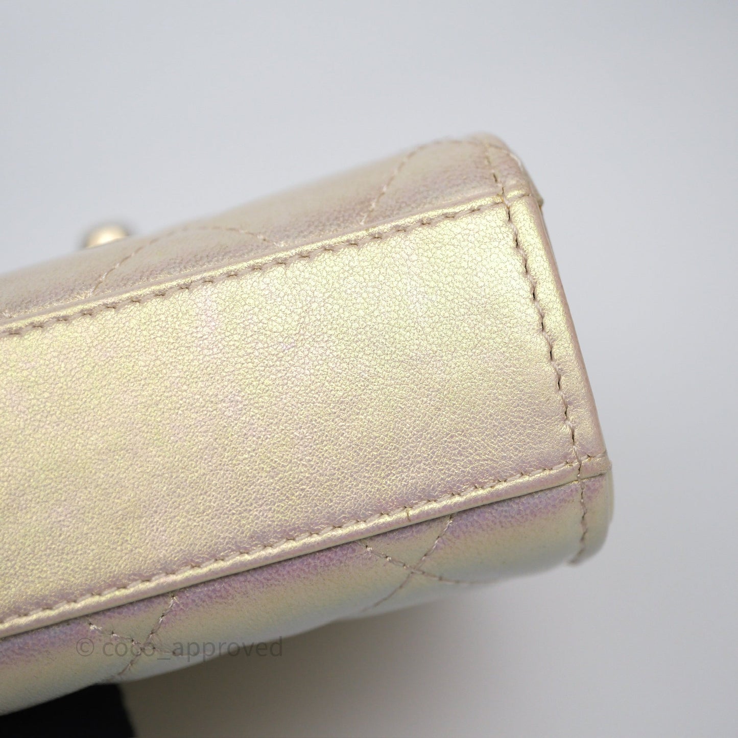 Chanel Classic Quilted Phone Holder Iridescent Pearl Lambskin