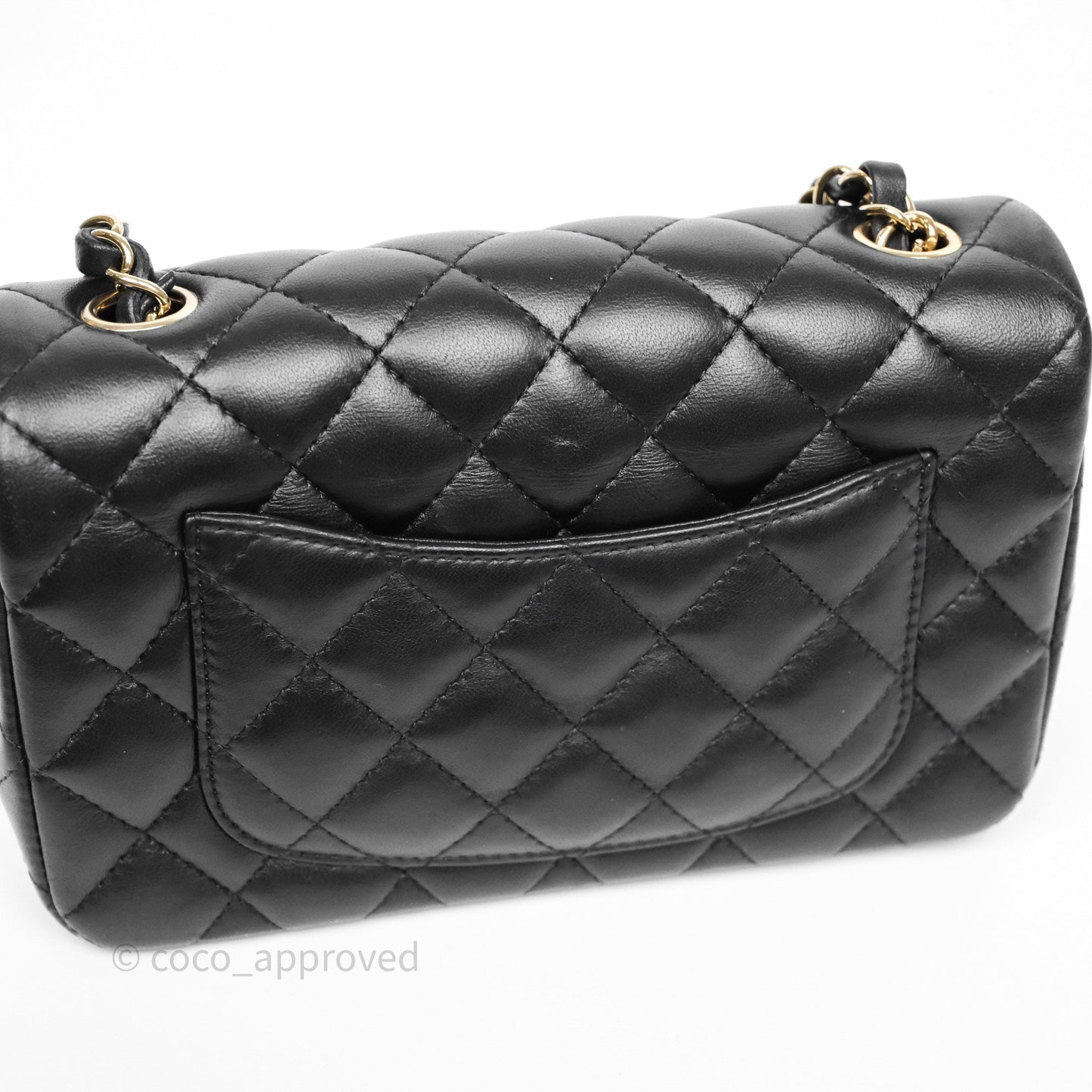 Chanel Quilted Mini Rectangular Black Lambskin Gold Hardware