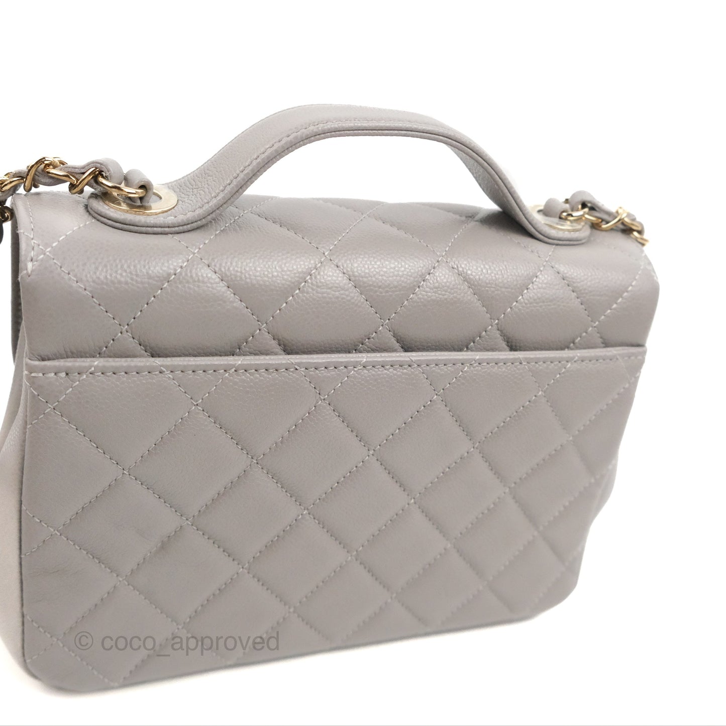 Chanel Quilted Medium Business Affinity Flap Grey Caviar Gold Hardware
