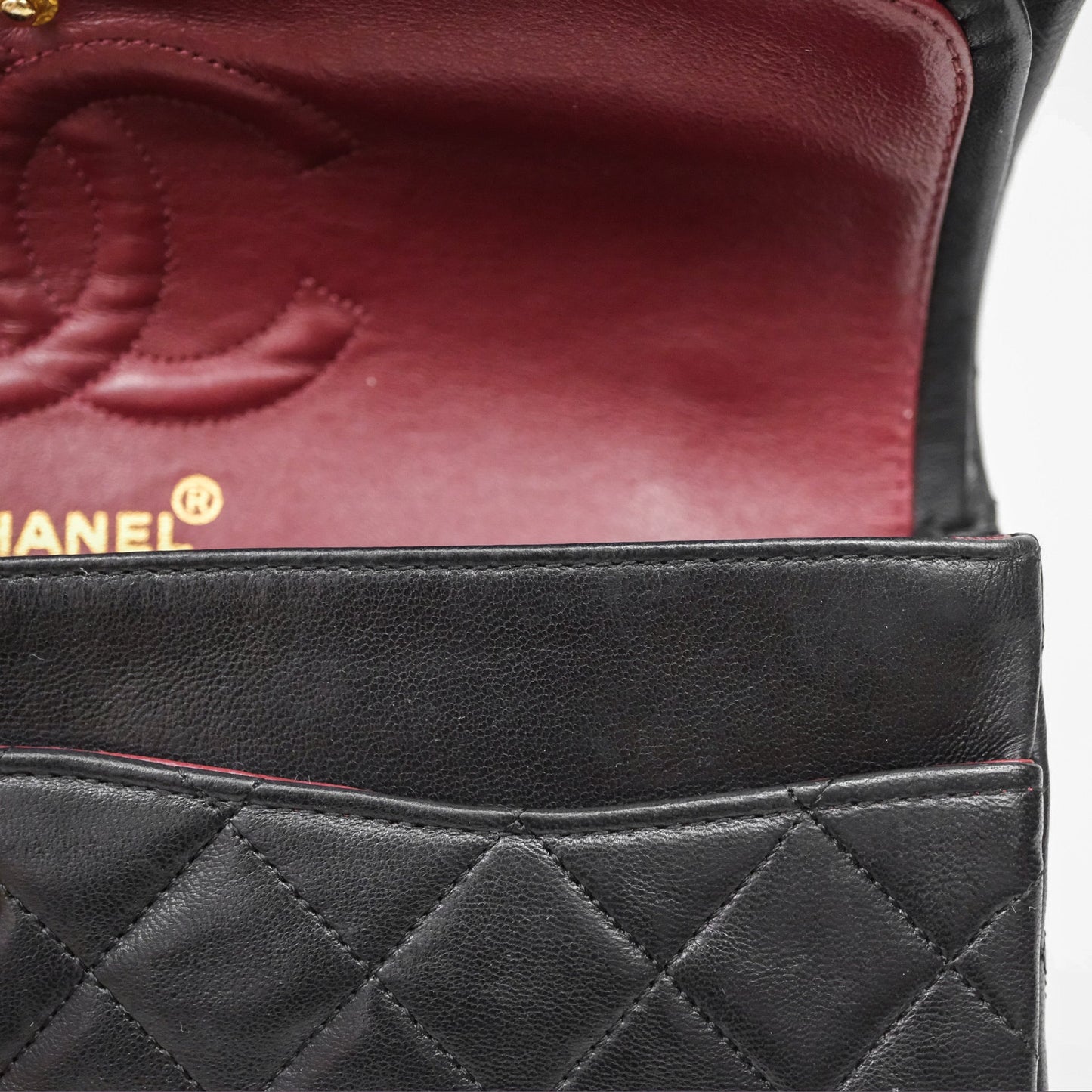Chanel Classic Vintage Double Flap M/L Black Lambskin Gold Hardware