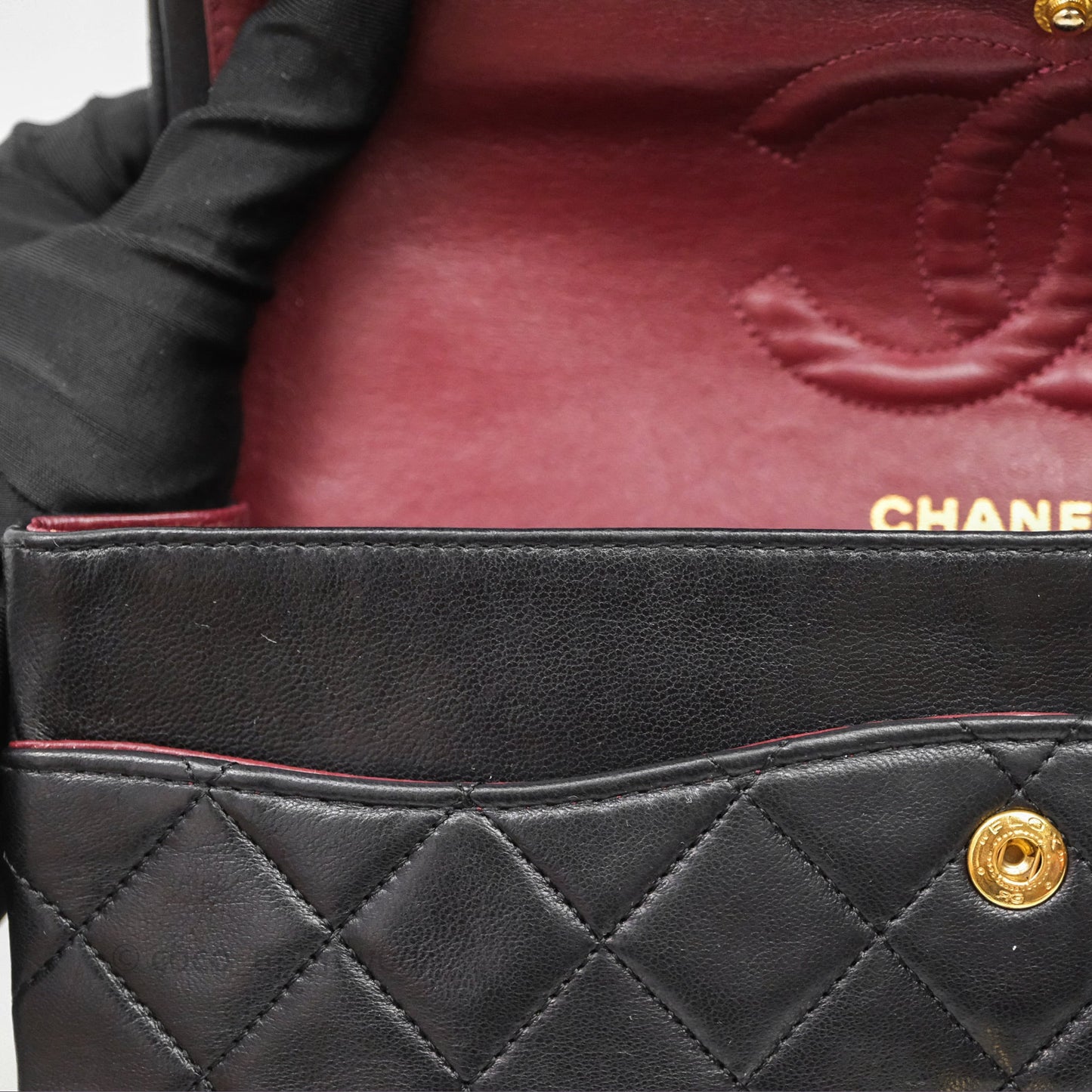 Chanel Classic Vintage Double Flap M/L Black Lambskin Gold Hardware