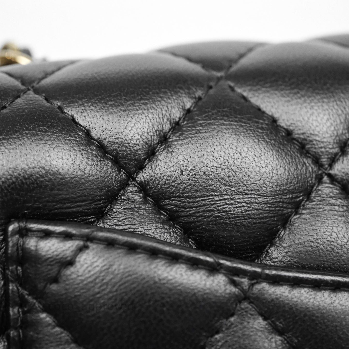 Chanel Quilted Mini Rectangular Black Lambskin Gold Hardware