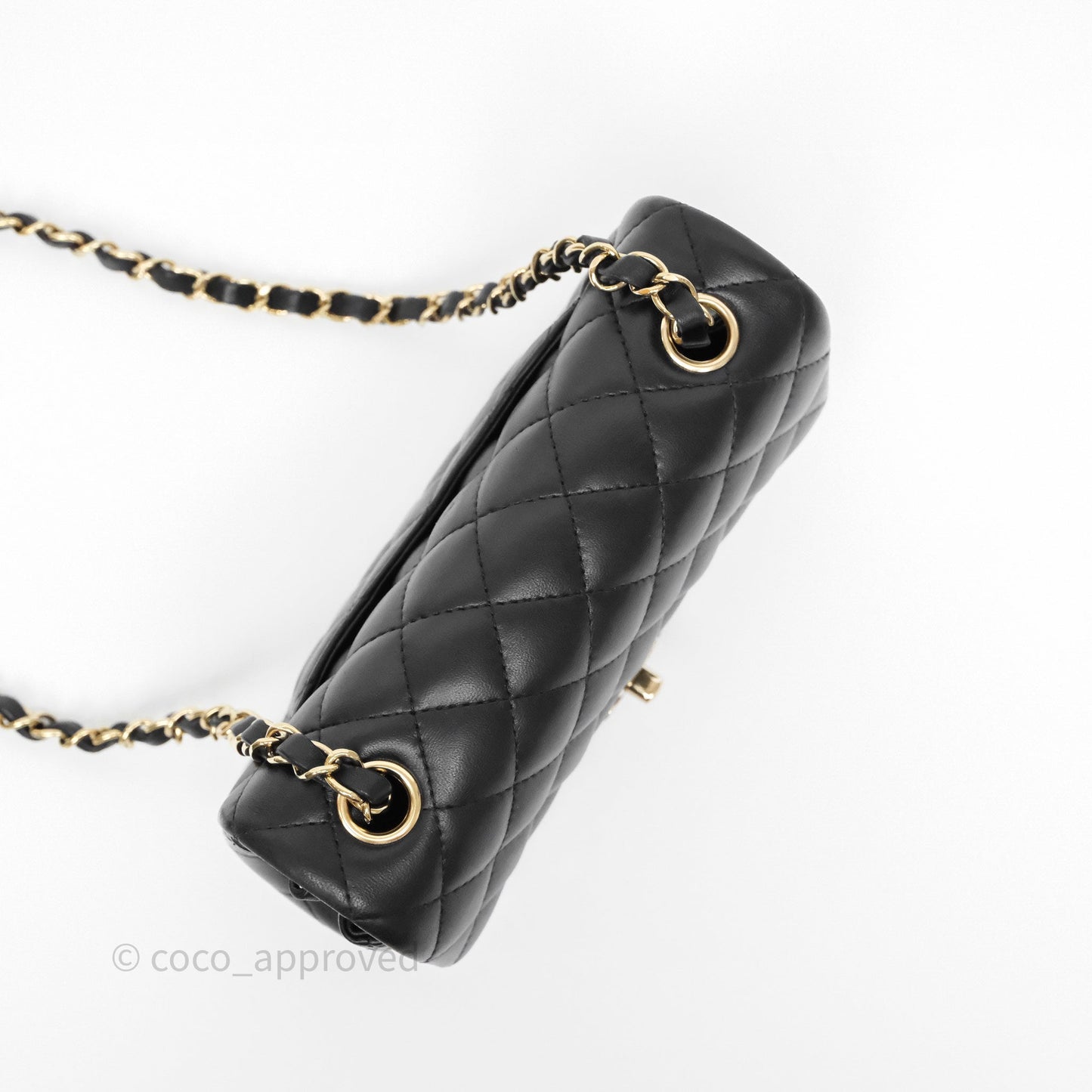 Chanel Quilted Mini Rectangular Black Lambskin Gold Hardware